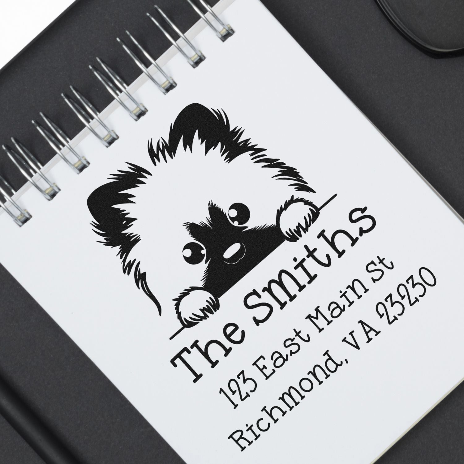 Wood Handle Keeshond Puppy Customized Mailing Address Stamp