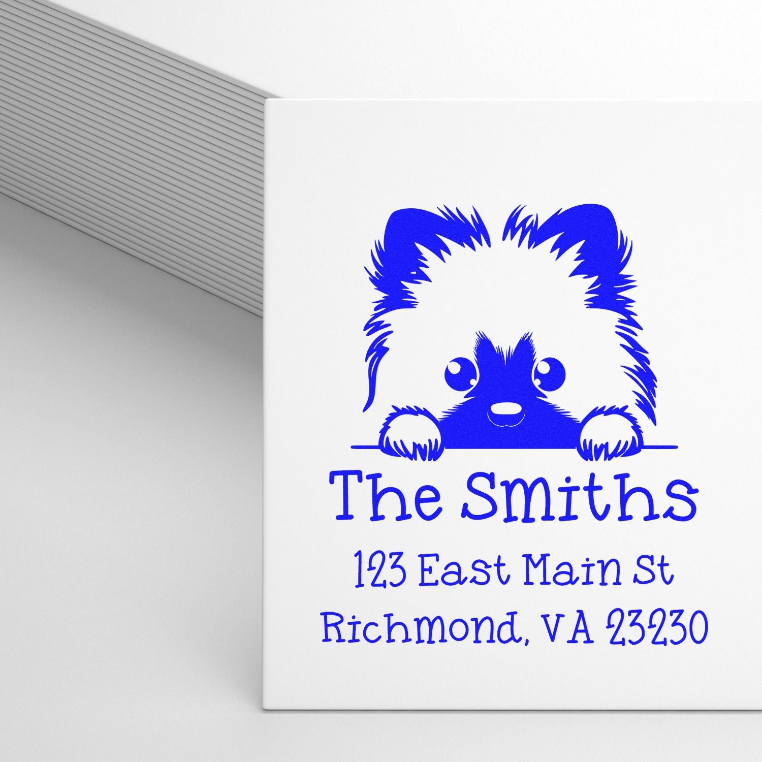 Wood Handle Keeshond Puppy Customized Mailing Address Stamp