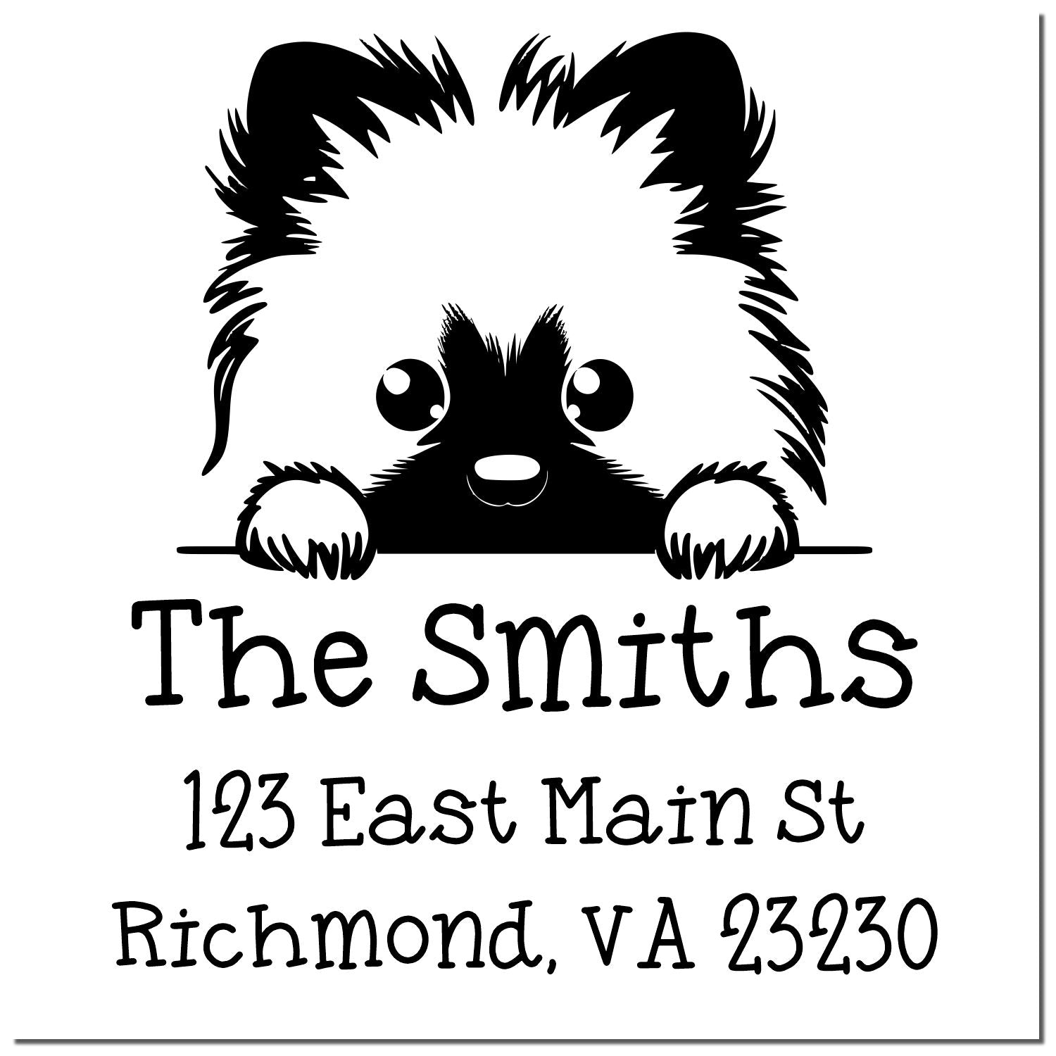 Wood Handle Keeshond Puppy Customized Mailing Address Stamp