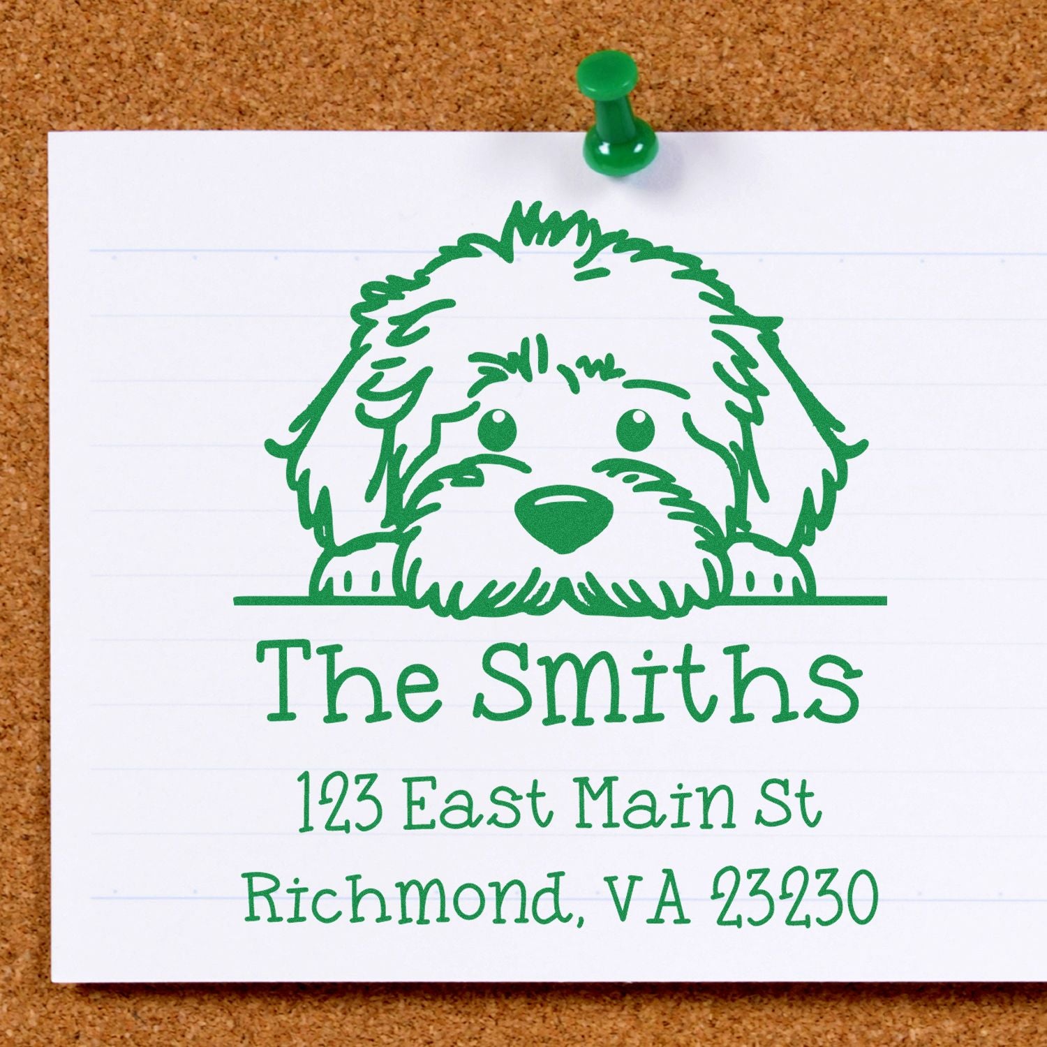 Self-Inking Labradoodle Peeking Puppy Custom Mailing Address Stamp