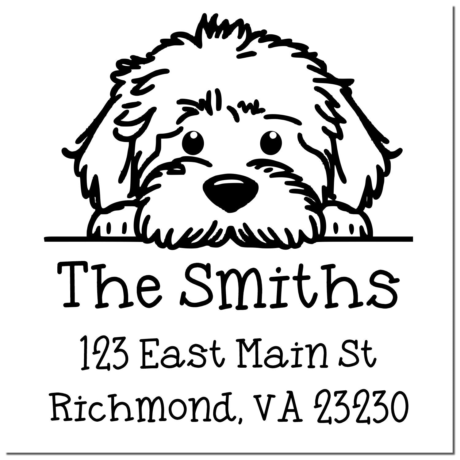 Self-Inking Labradoodle Peeking Puppy Custom Mailing Address Stamp