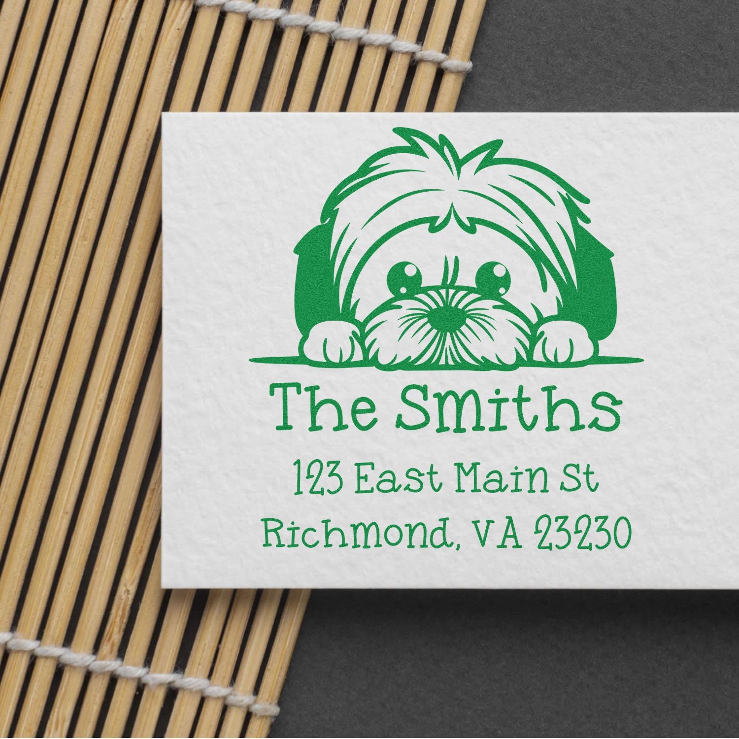 Slim Lhasa Apso Personalized New Address Stamp