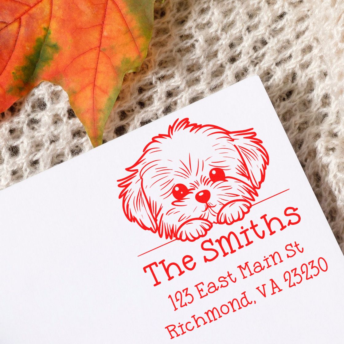 Slim Maltese Personalized Mailing Label Stamp