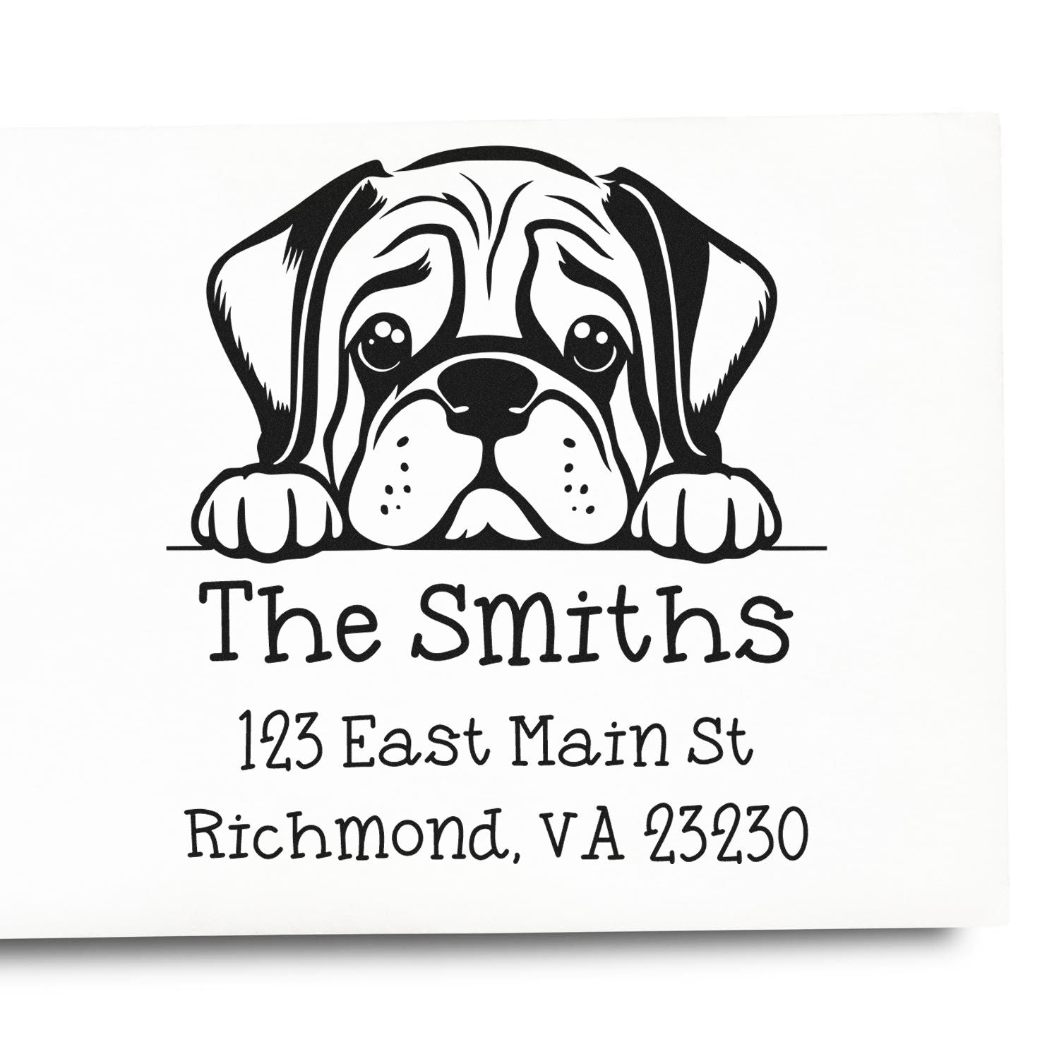 Wood Handle Mastiff Puppy Personalized Address Stamp