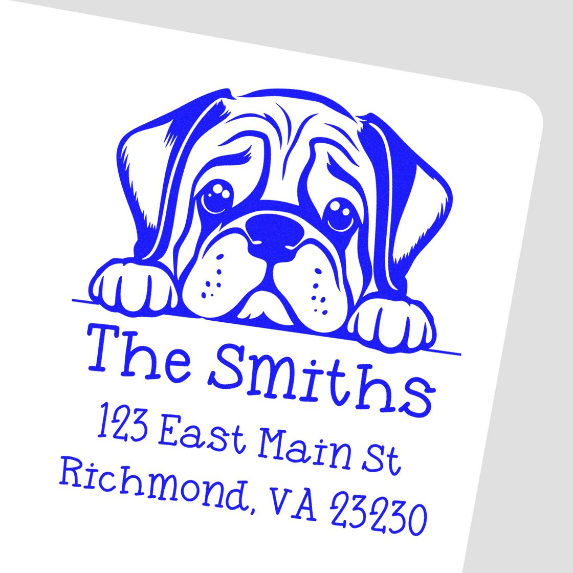 Wood Handle Mastiff Puppy Personalized Address Stamp