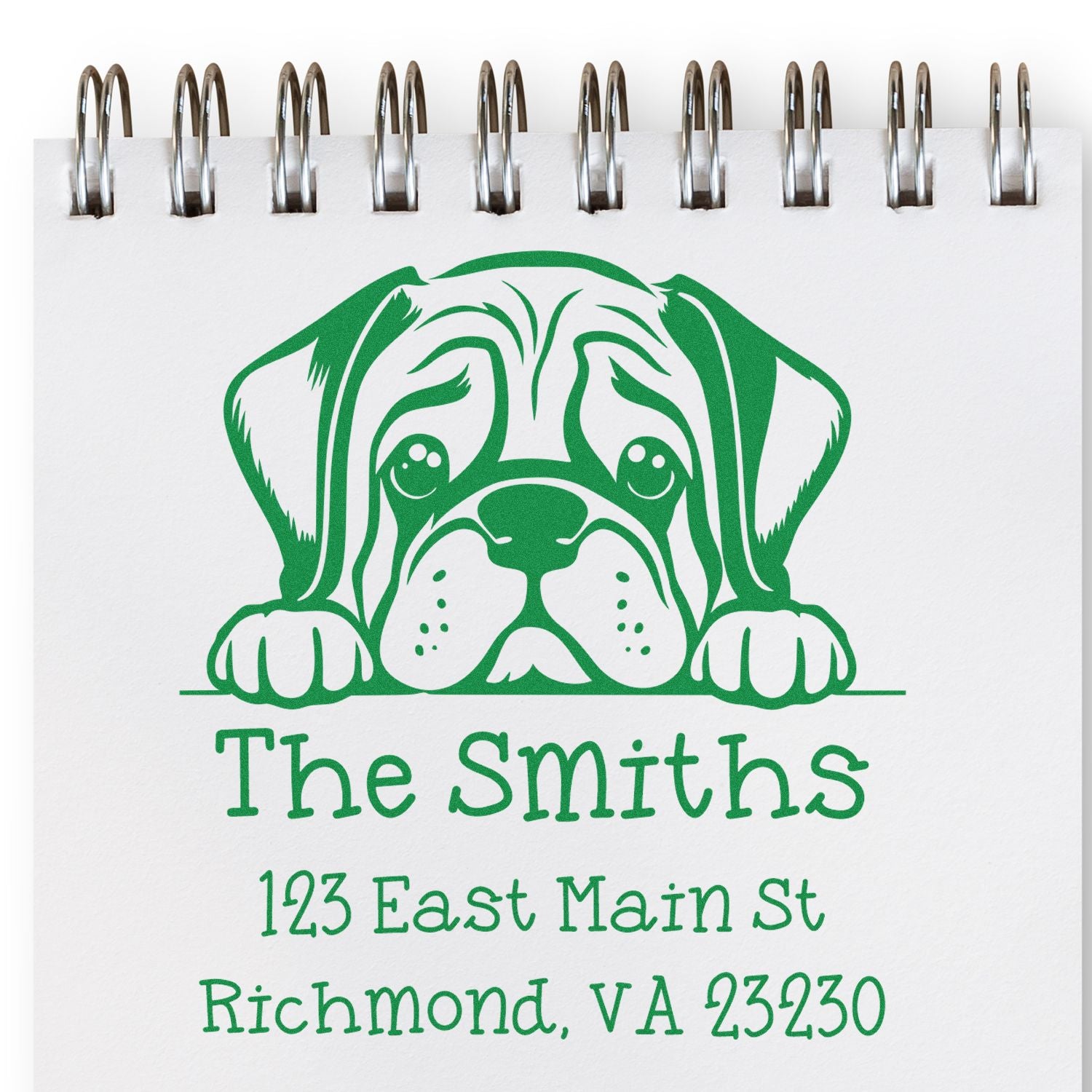 Wood Handle Mastiff Puppy Personalized Address Stamp