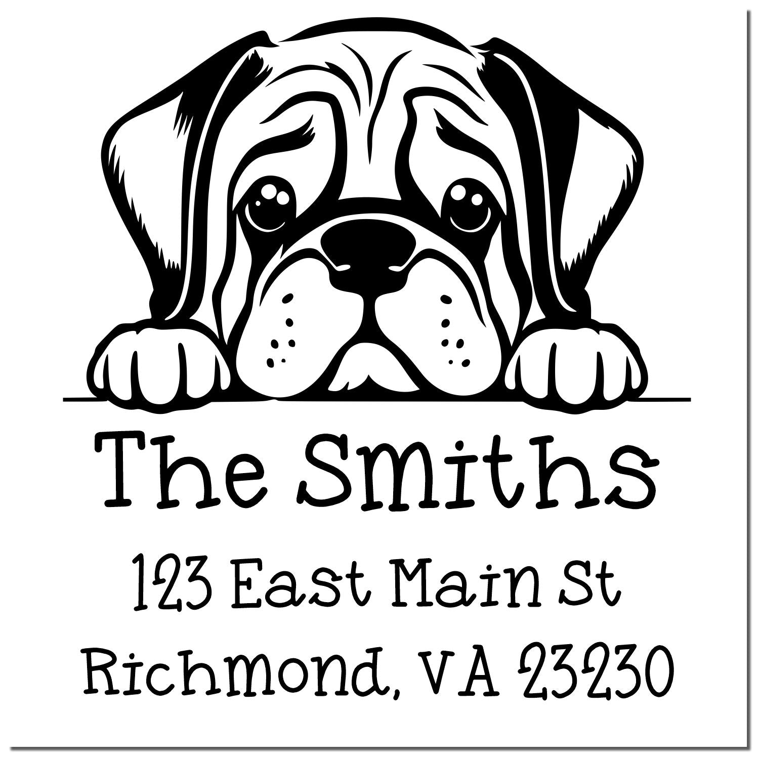 Wood Handle Mastiff Puppy Personalized Address Stamp