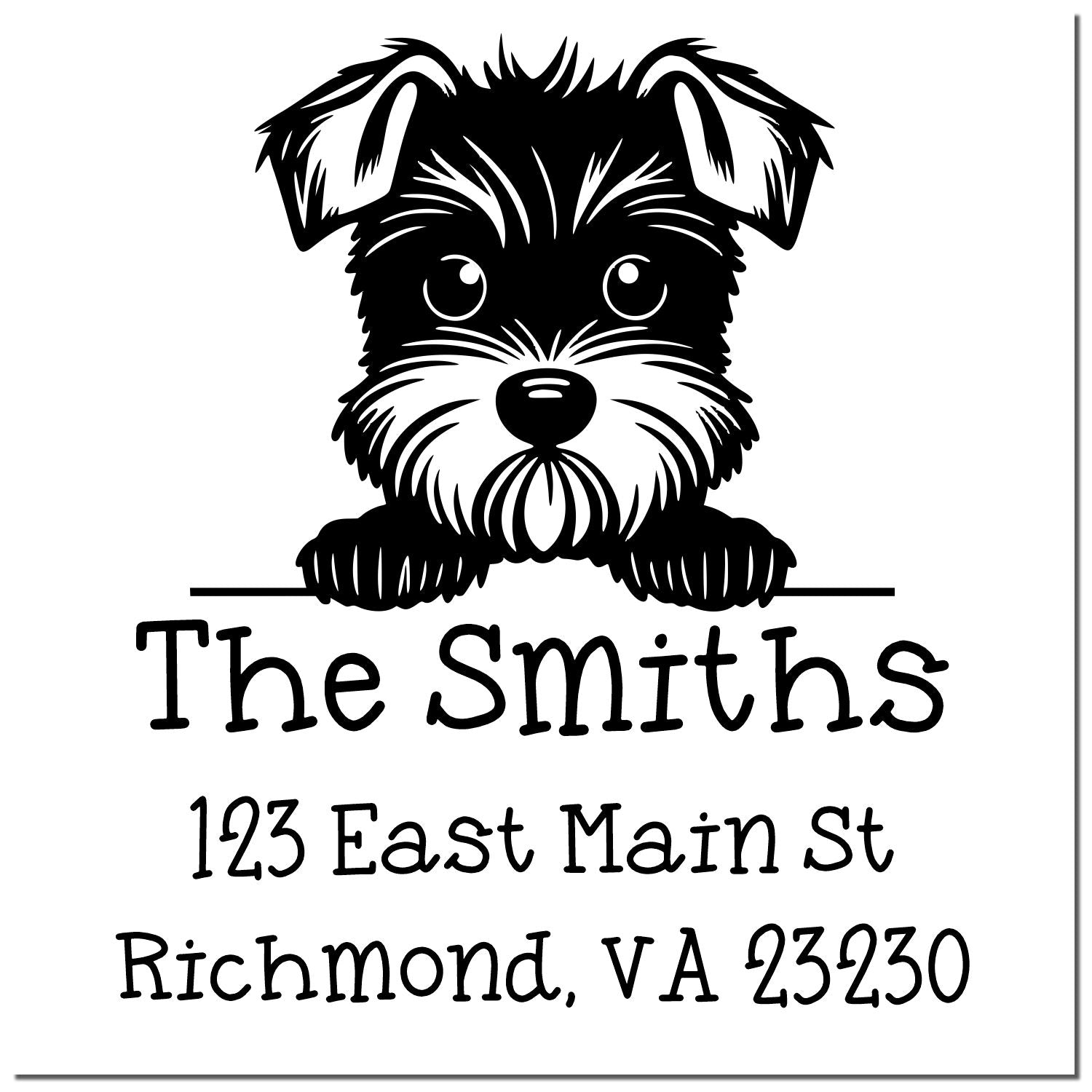 Wood Handle Miniature Schnauzer Puppy Personalized Mailing Stamp