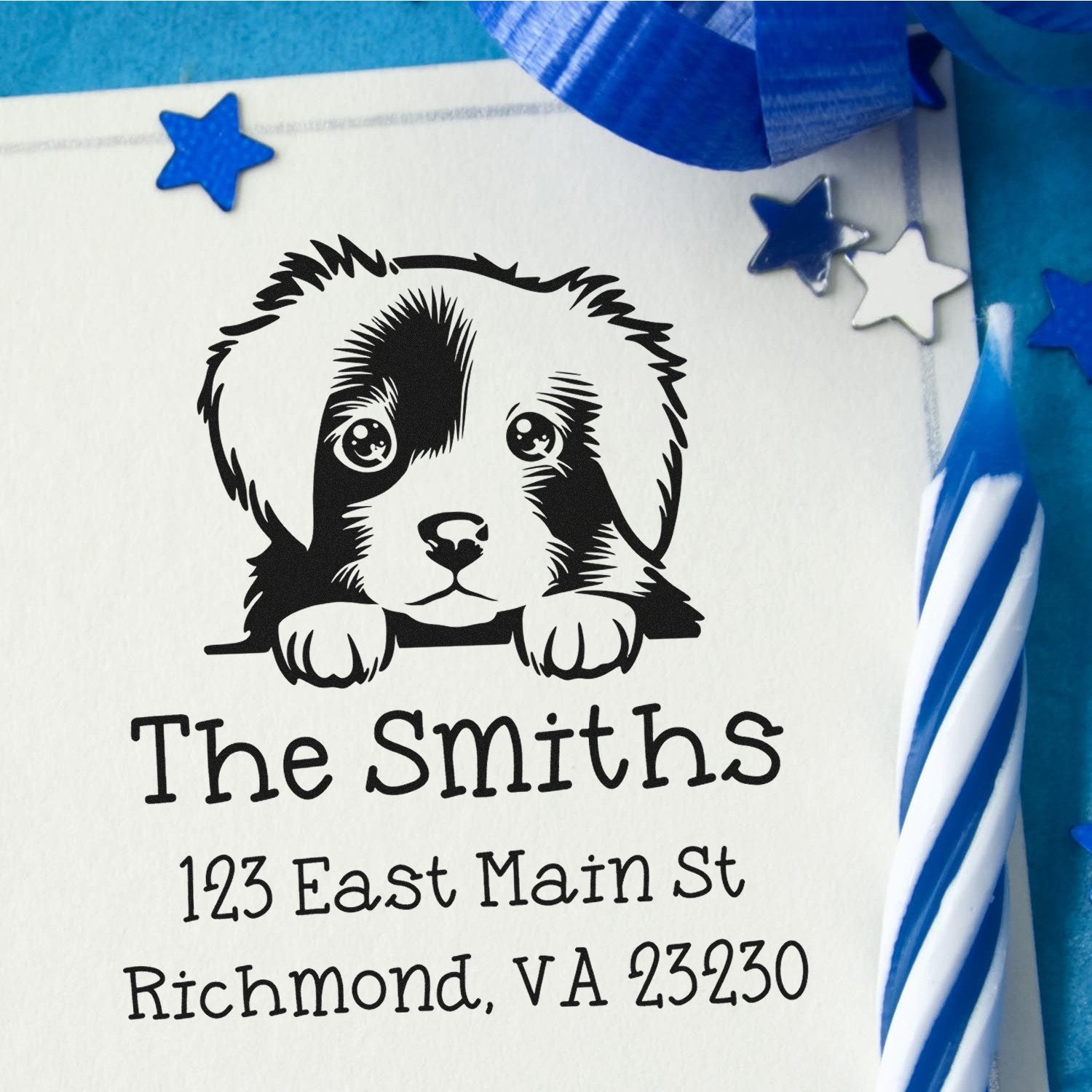 Wood Handle Nova Scotia Duck Tolling Retriever Puppy Personalized Home Address Stamp