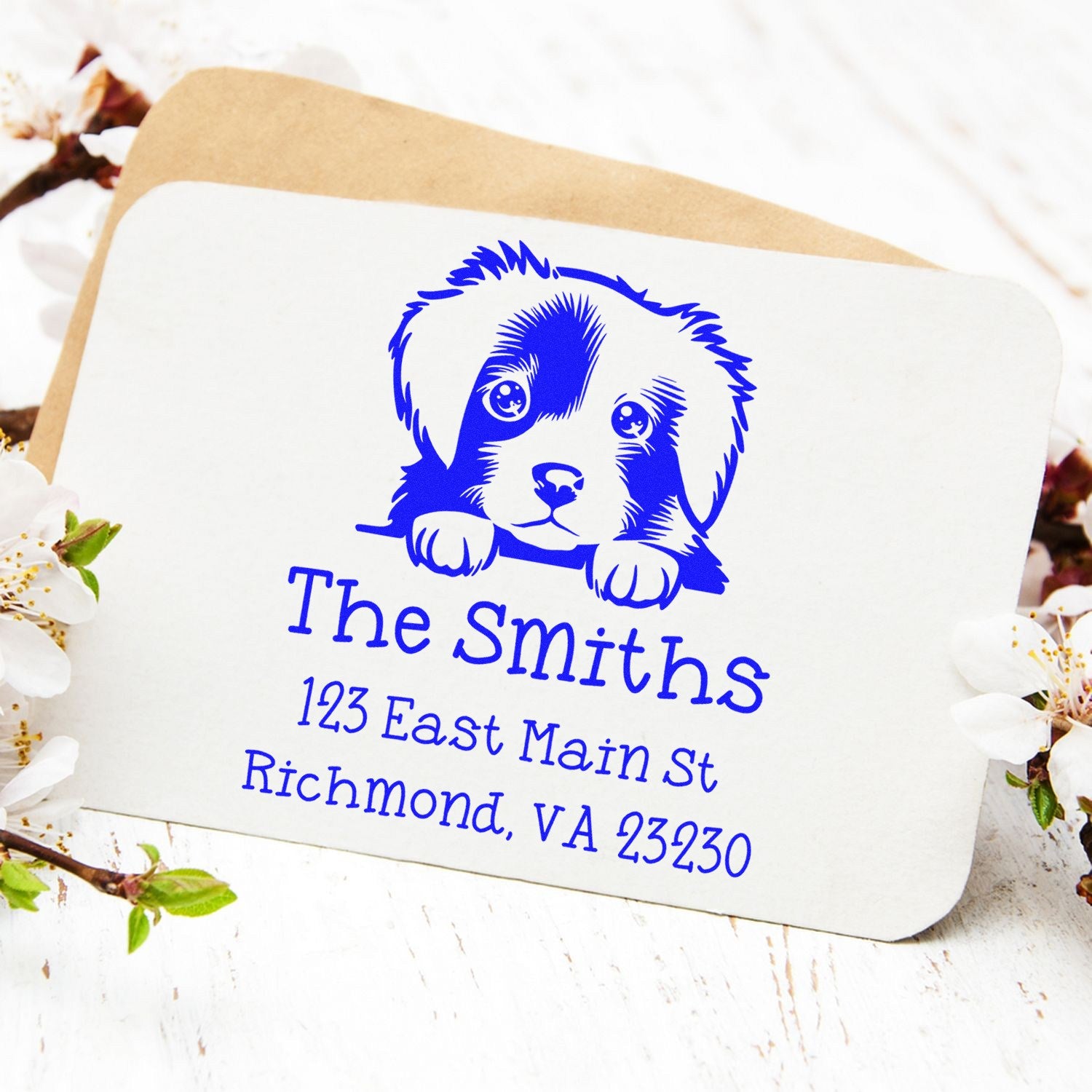 Wood Handle Nova Scotia Duck Tolling Retriever Puppy Personalized Home Address Stamp