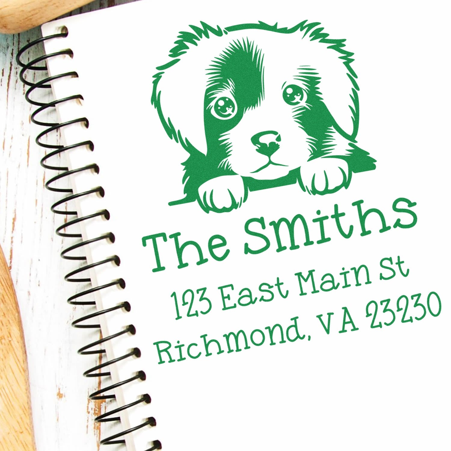 Wood Handle Nova Scotia Duck Tolling Retriever Puppy Personalized Home Address Stamp