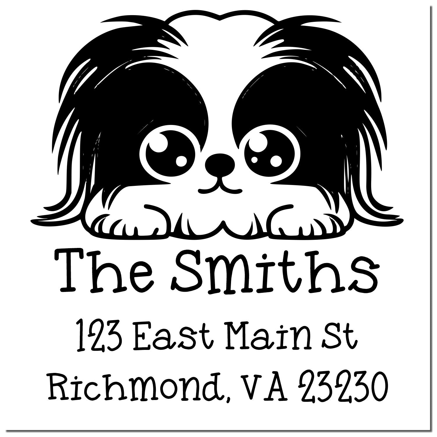 Self-Inking Pekingese Peeking Puppy Customized Address Return Stamp