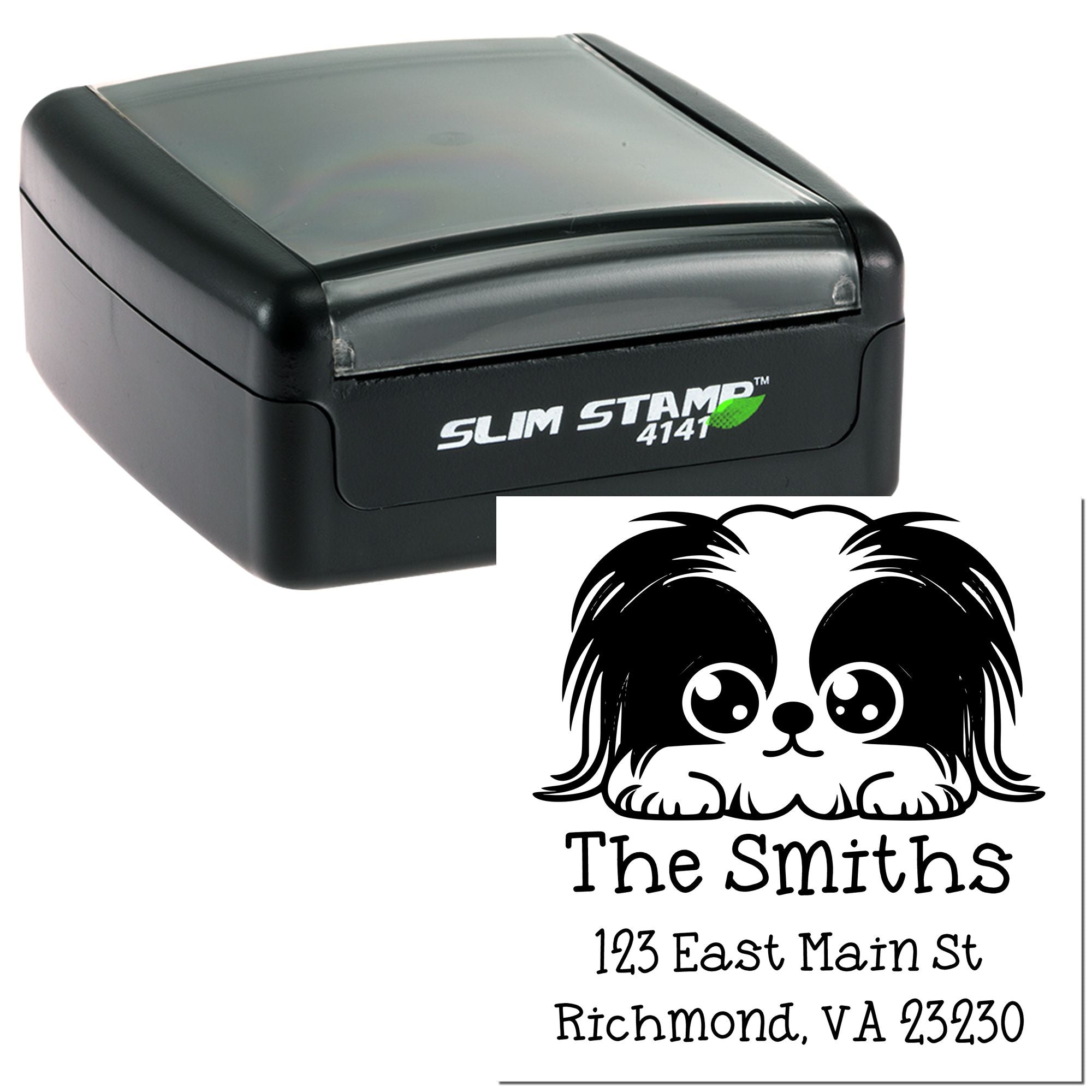 Slim Pekingese Home Address Stamp