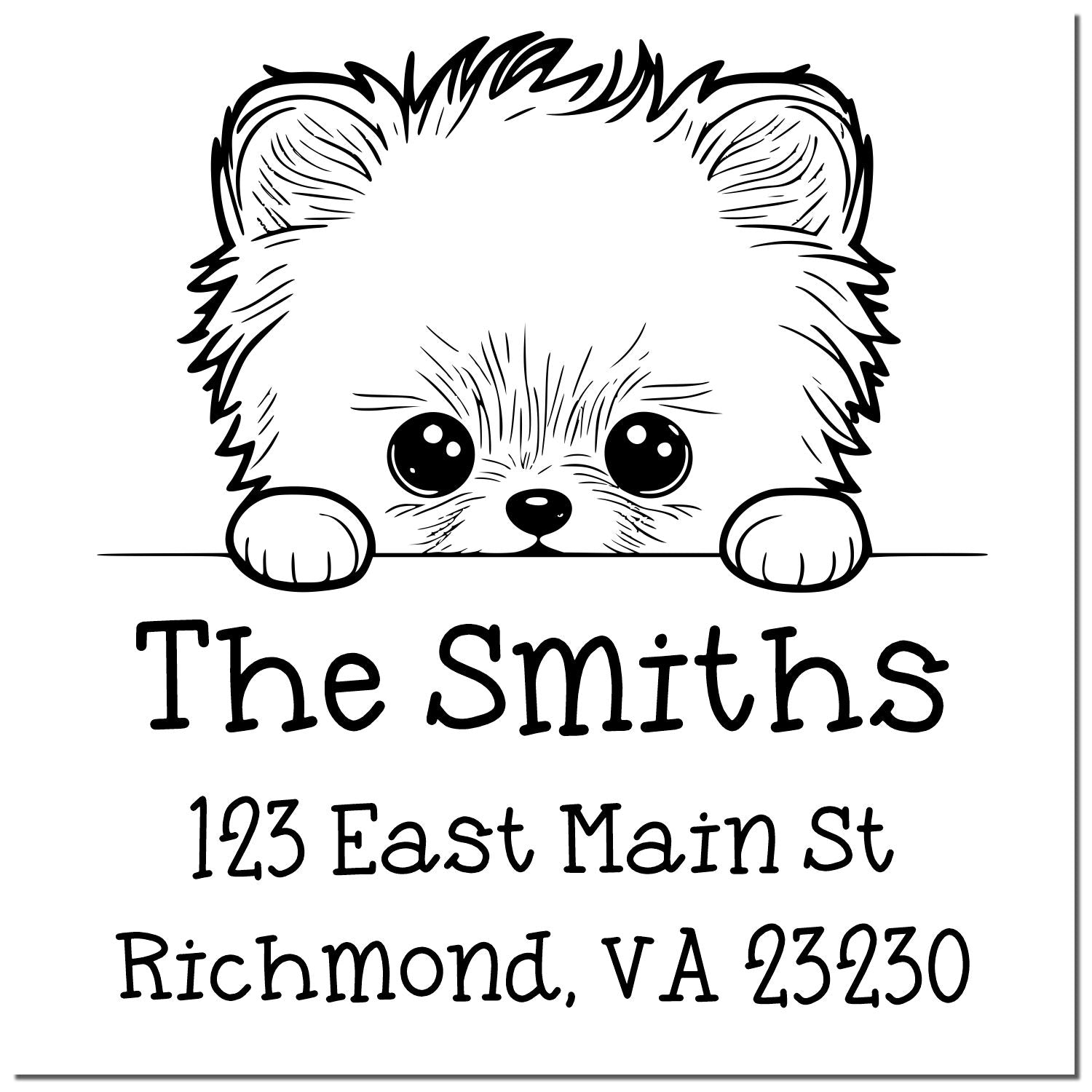 Wood Handle Pomeranian Puppy Personalized Mail Address Stamp