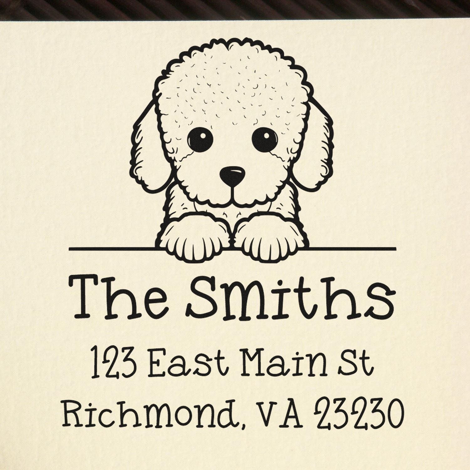 Wood Handle Poodle Puppy Personalized New Address Stamp