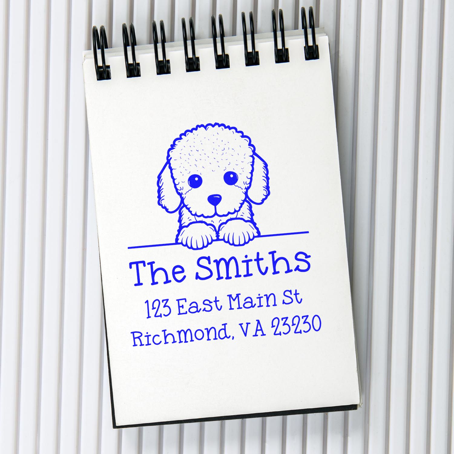 Wood Handle Poodle Puppy Personalized New Address Stamp