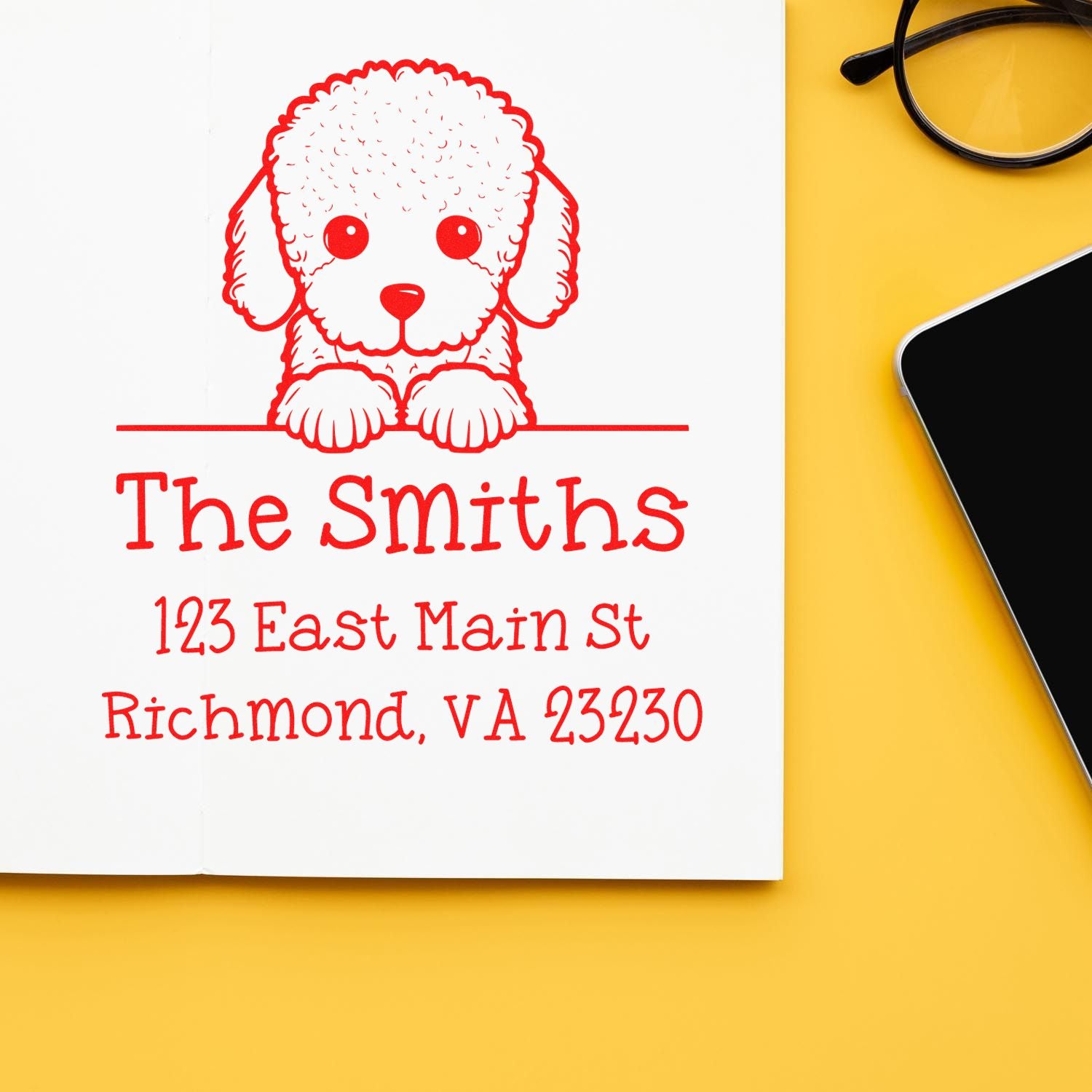 PSI Pre-Inked Poodle Puppy Dog Custom Mailing Address Stamp - Engineer Seal Stamps