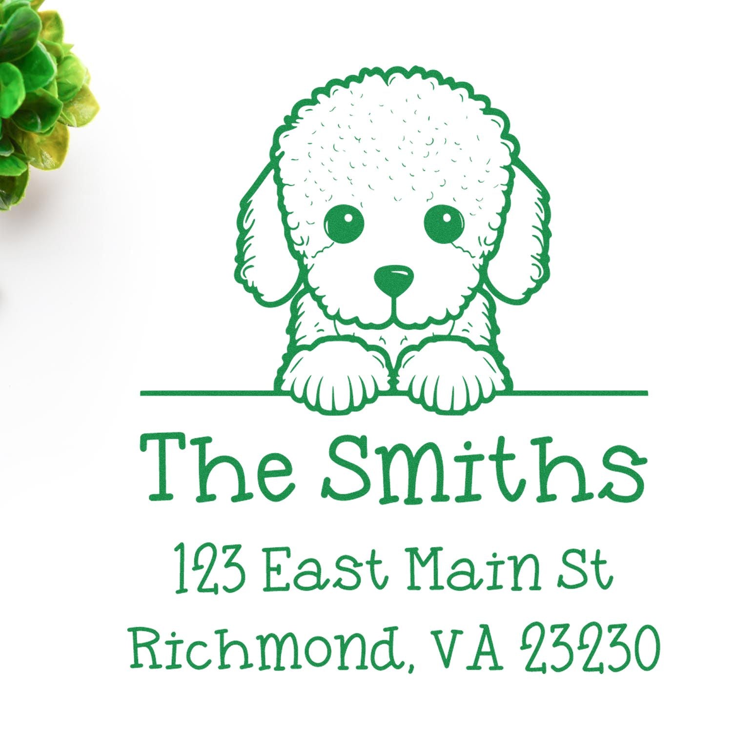 Wood Handle Poodle Puppy Personalized New Address Stamp