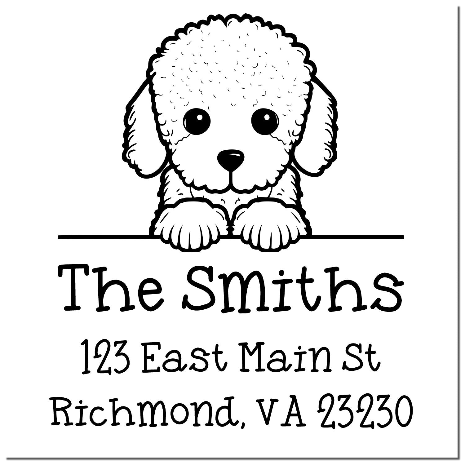 Wood Handle Poodle Puppy Personalized New Address Stamp