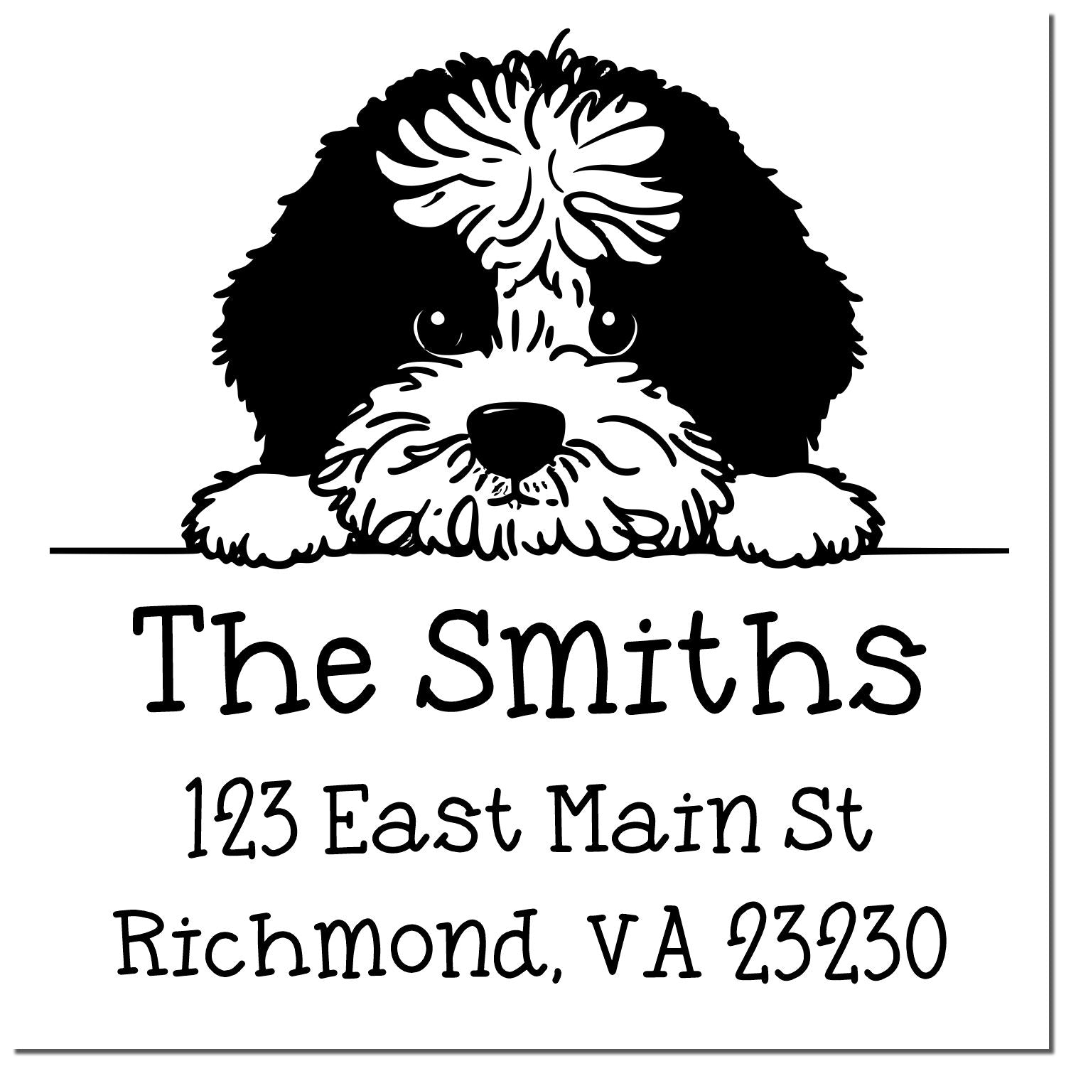 Wood Handle Portuguese Water Dog Puppy Personalized Home Address Stamp