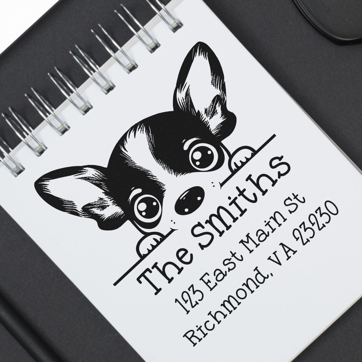 Wood Handle Rat Terrier Puppy Personalized Address Label Stamp