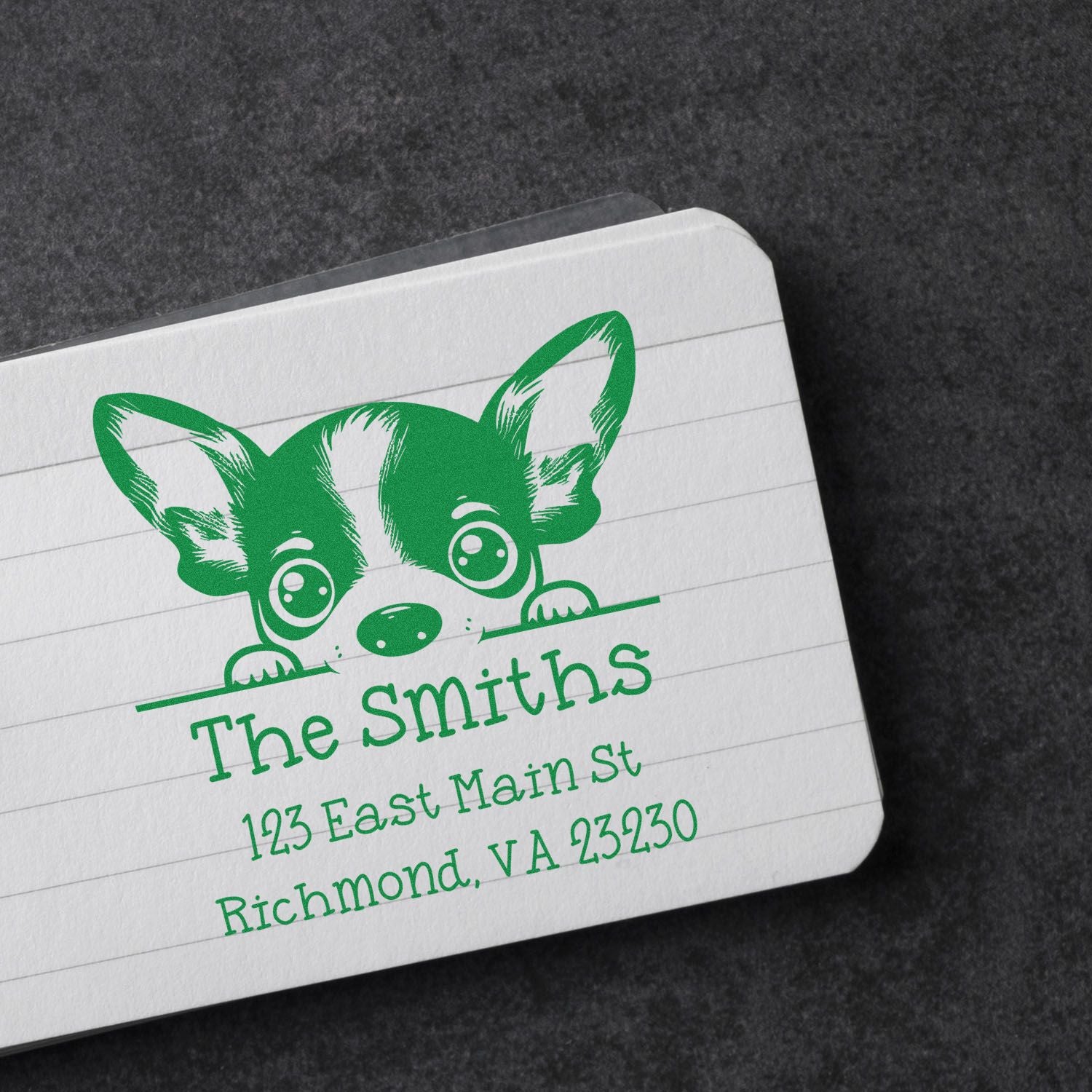 Wood Handle Rat Terrier Puppy Personalized Address Label Stamp