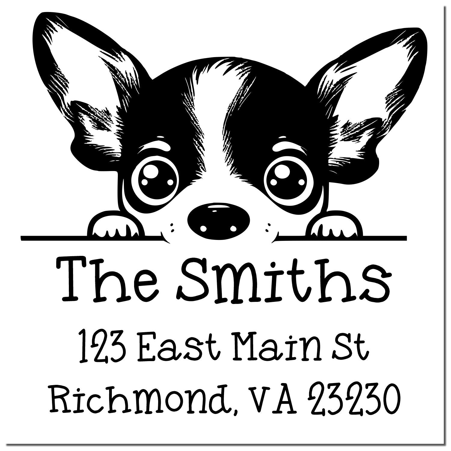 Wood Handle Rat Terrier Puppy Personalized Address Label Stamp