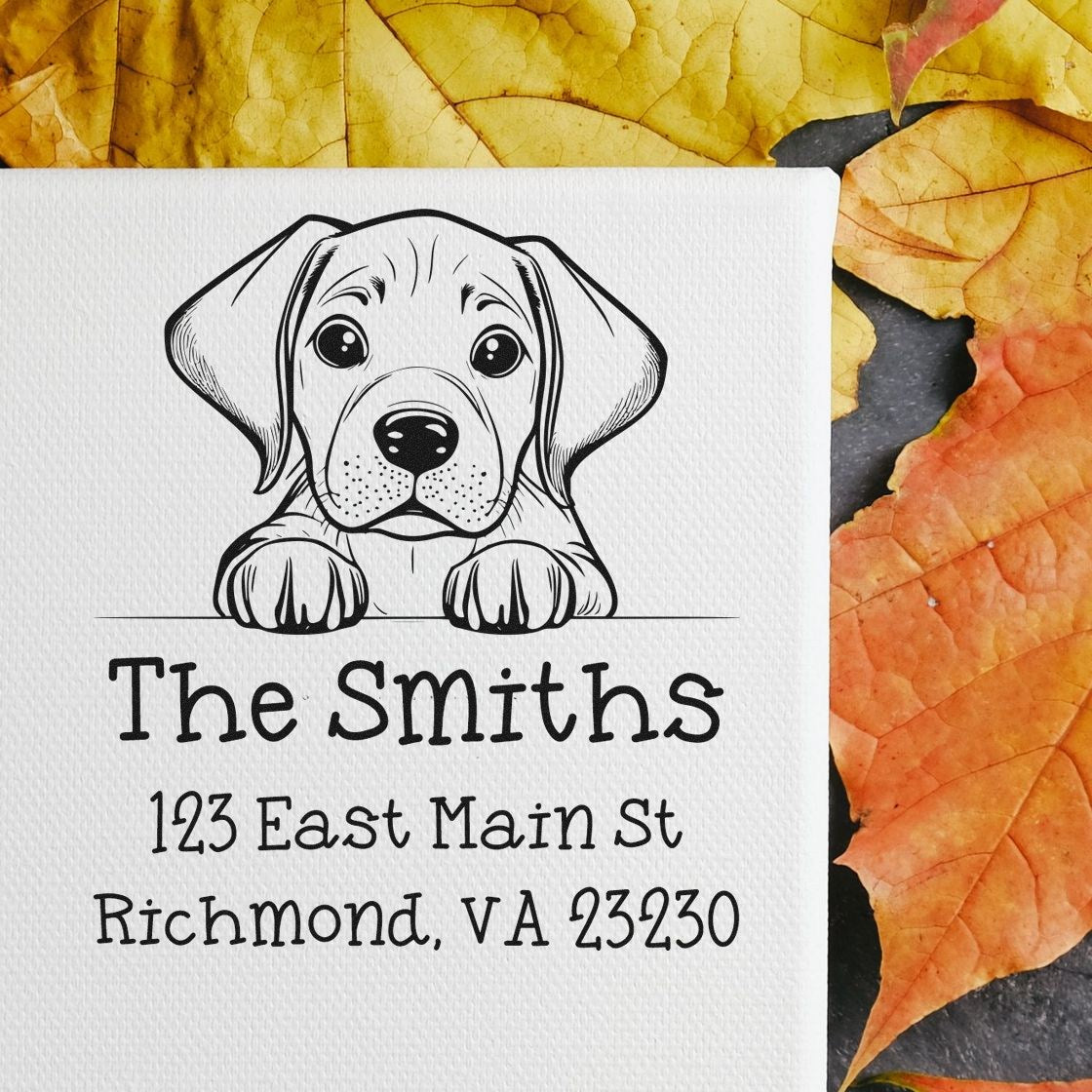 Wood Handle Rhodesian Ridgeback Puppy Personalized Address Stamp