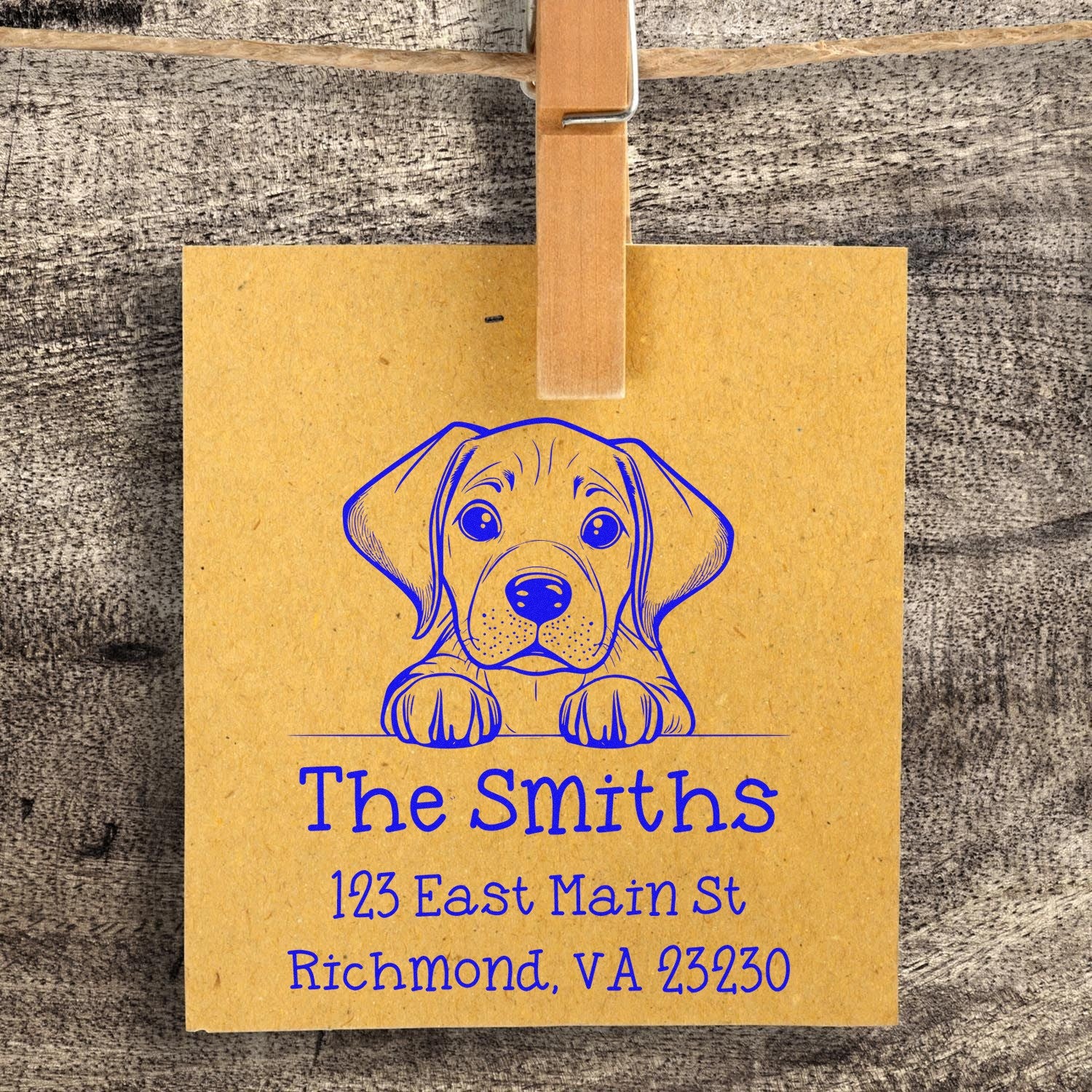 Wood Handle Rhodesian Ridgeback Puppy Personalized Address Stamp