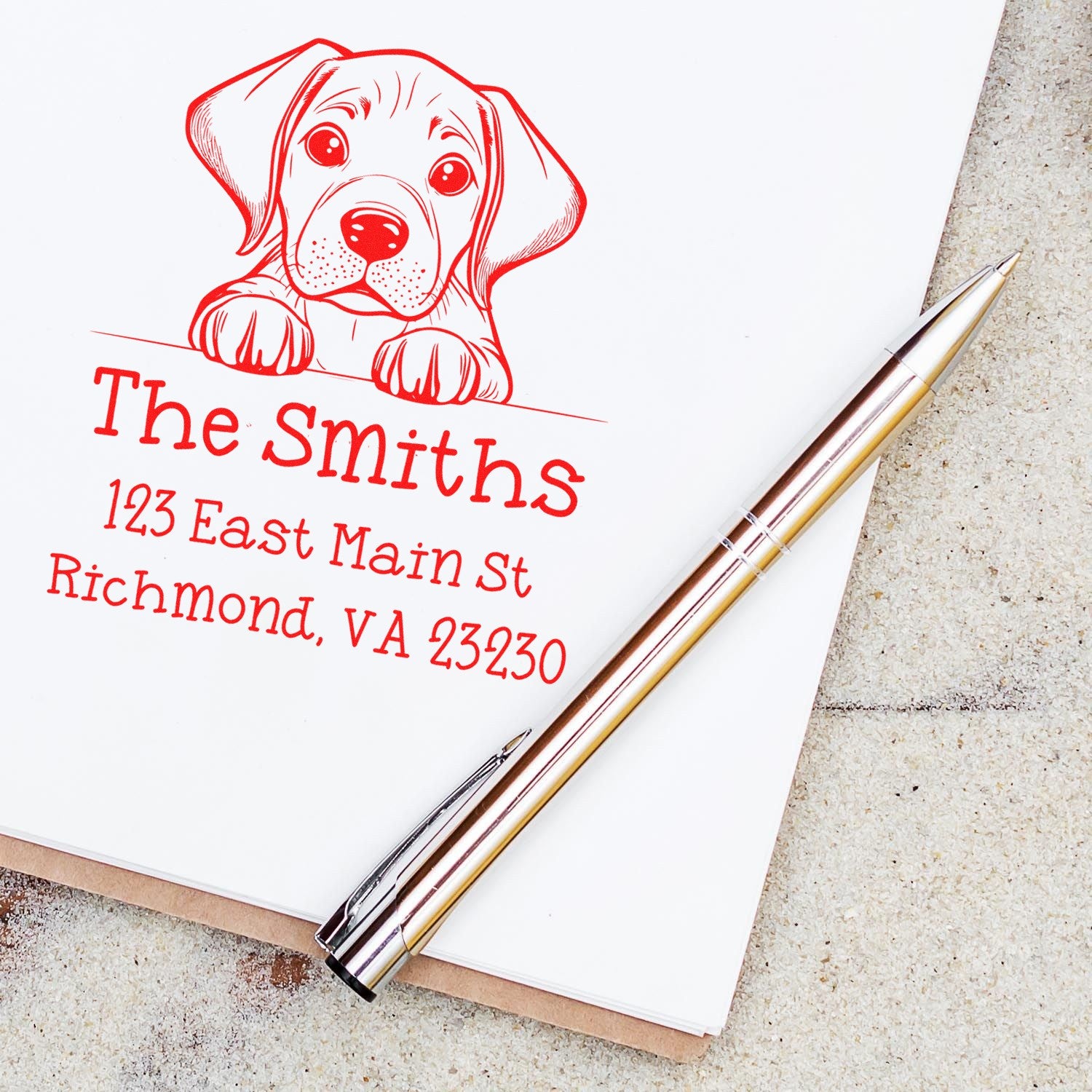 Wood Handle Rhodesian Ridgeback Puppy Personalized Address Stamp