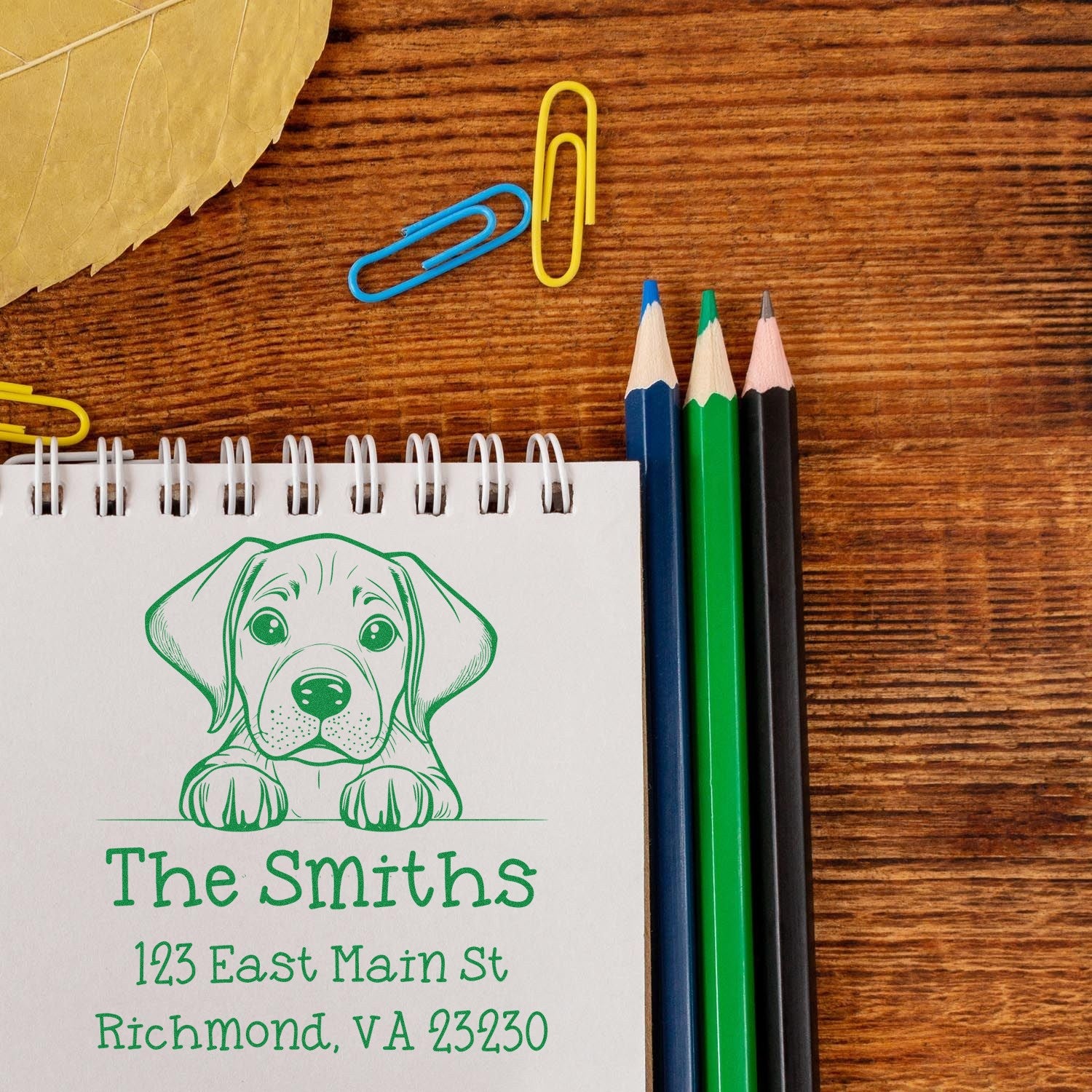 Wood Handle Rhodesian Ridgeback Puppy Personalized Address Stamp