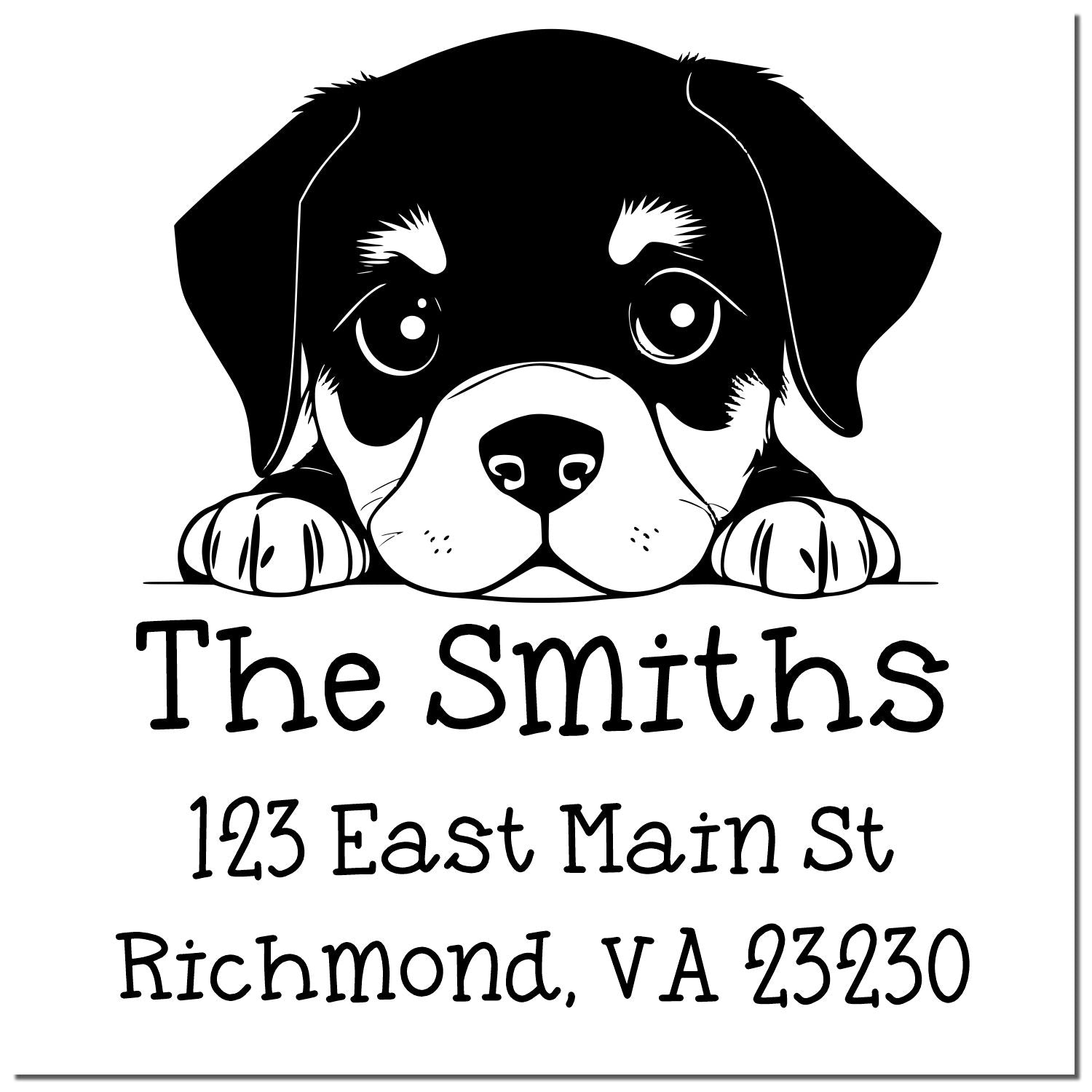 Wood Handle Rottweiler Puppy Personalized Address Return Stamp