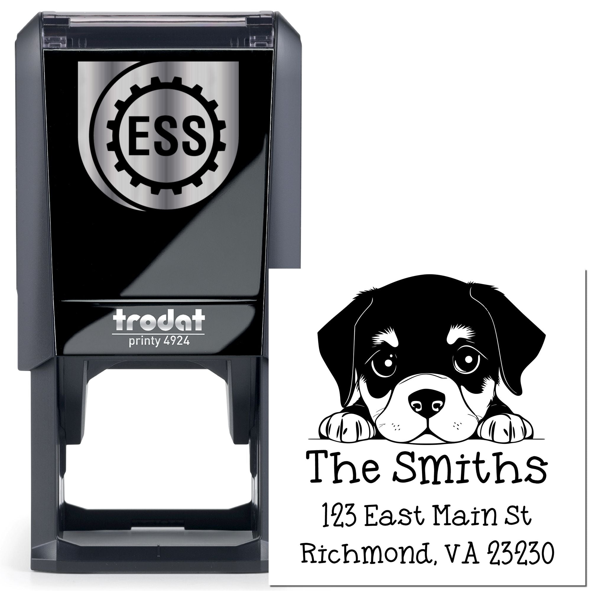 Self-Inking Rottweiler Peeking Puppy Customized Address Stamp