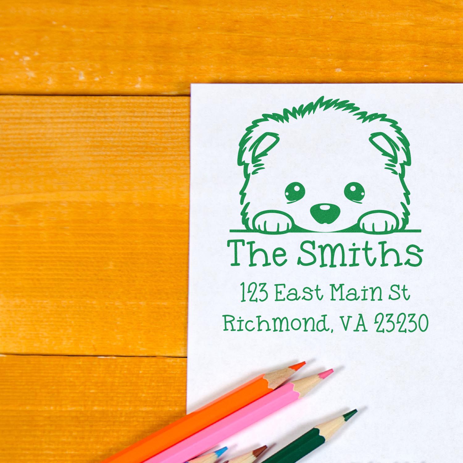 Self-Inking Samoyed Peeking Puppy Customized Address Return Stamp