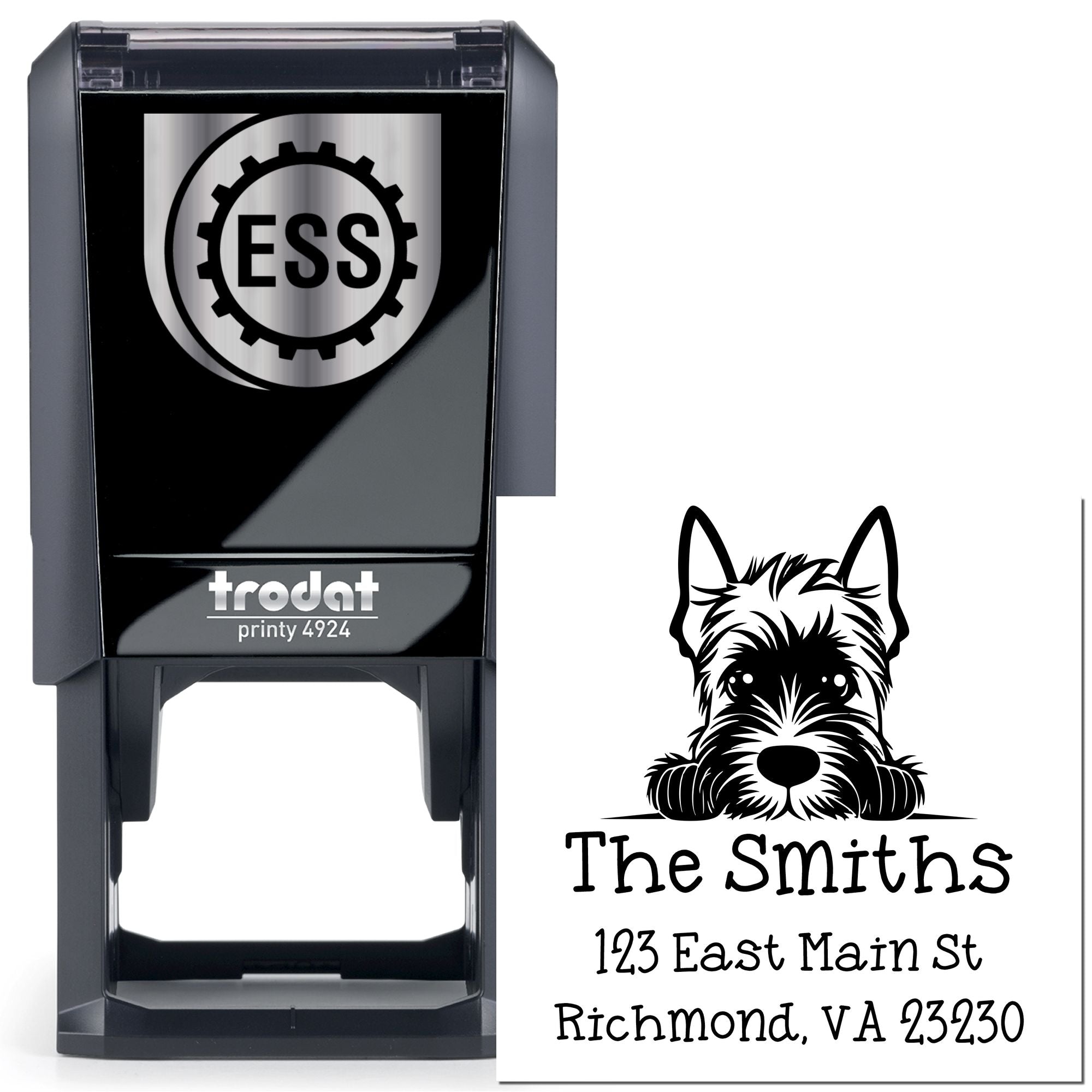 Self-Inking Scottish Terrier Peeking Puppy Customized Inked Stamp