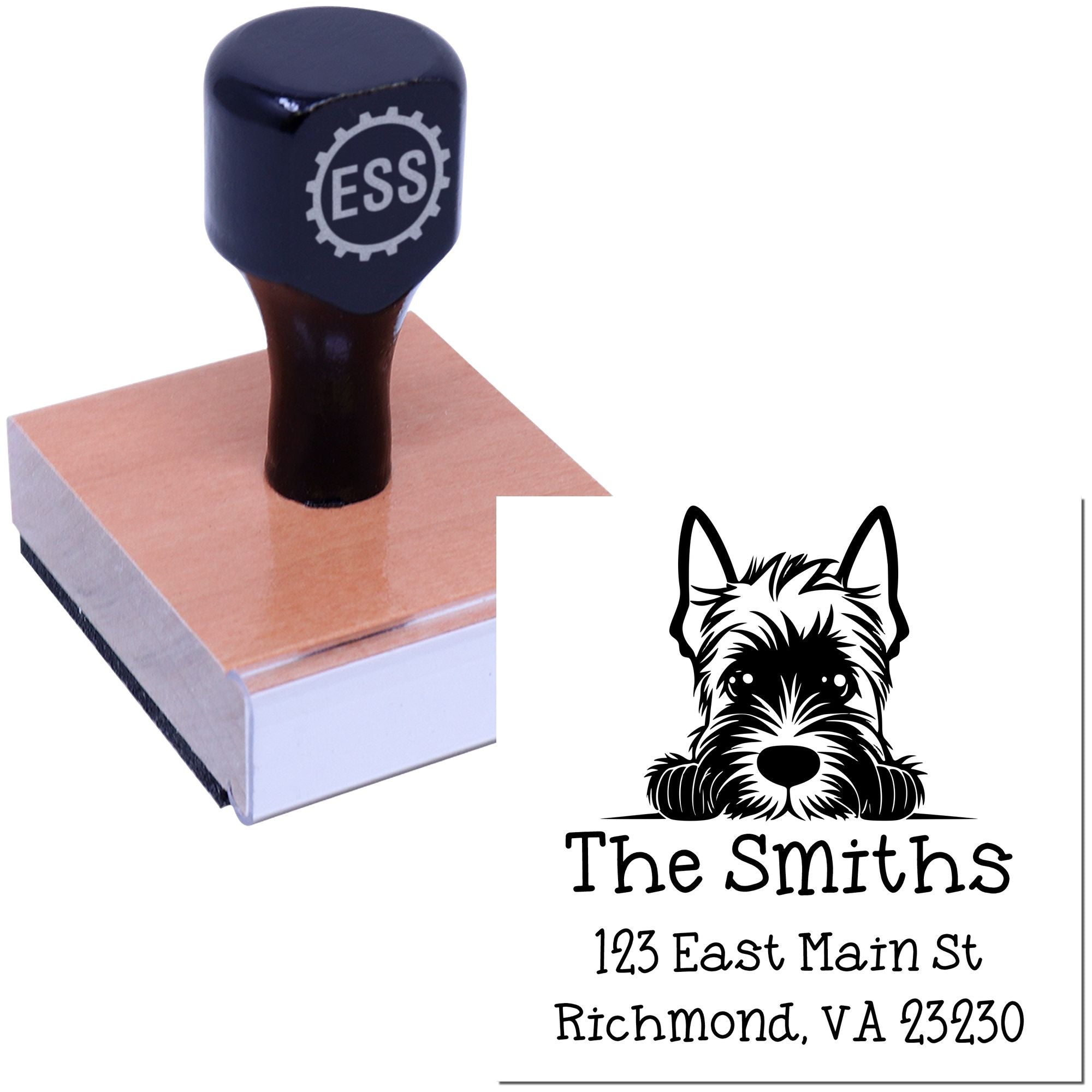 Wood Handle Scottish Terrier Puppy Personalized Return Address Stamp