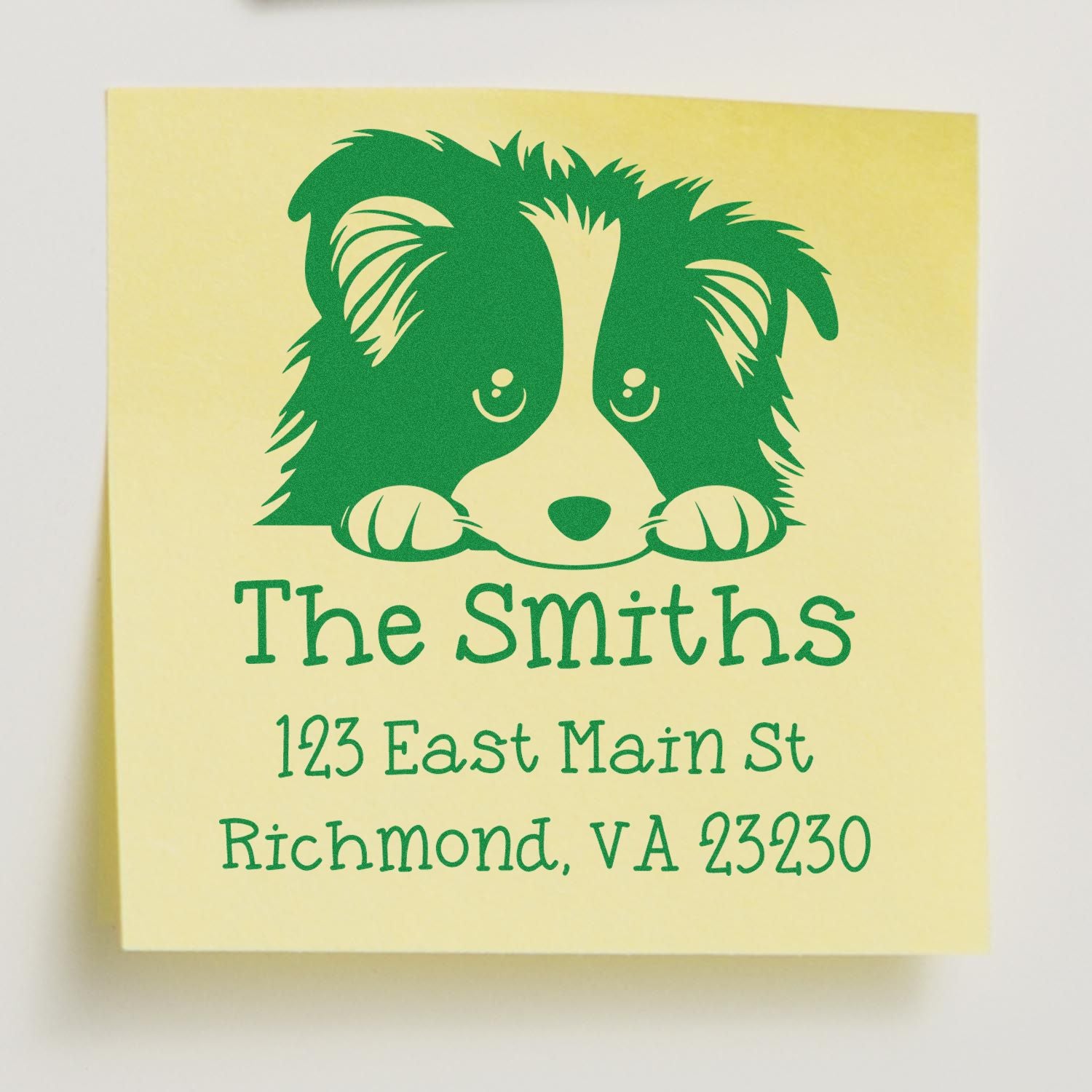 Wood Handle Shetland Sheepdog Puppy Personalized Custom Address Stamp