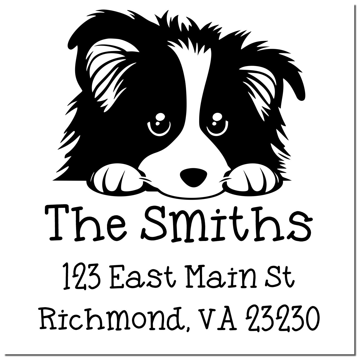 Wood Handle Shetland Sheepdog Puppy Personalized Custom Address Stamp