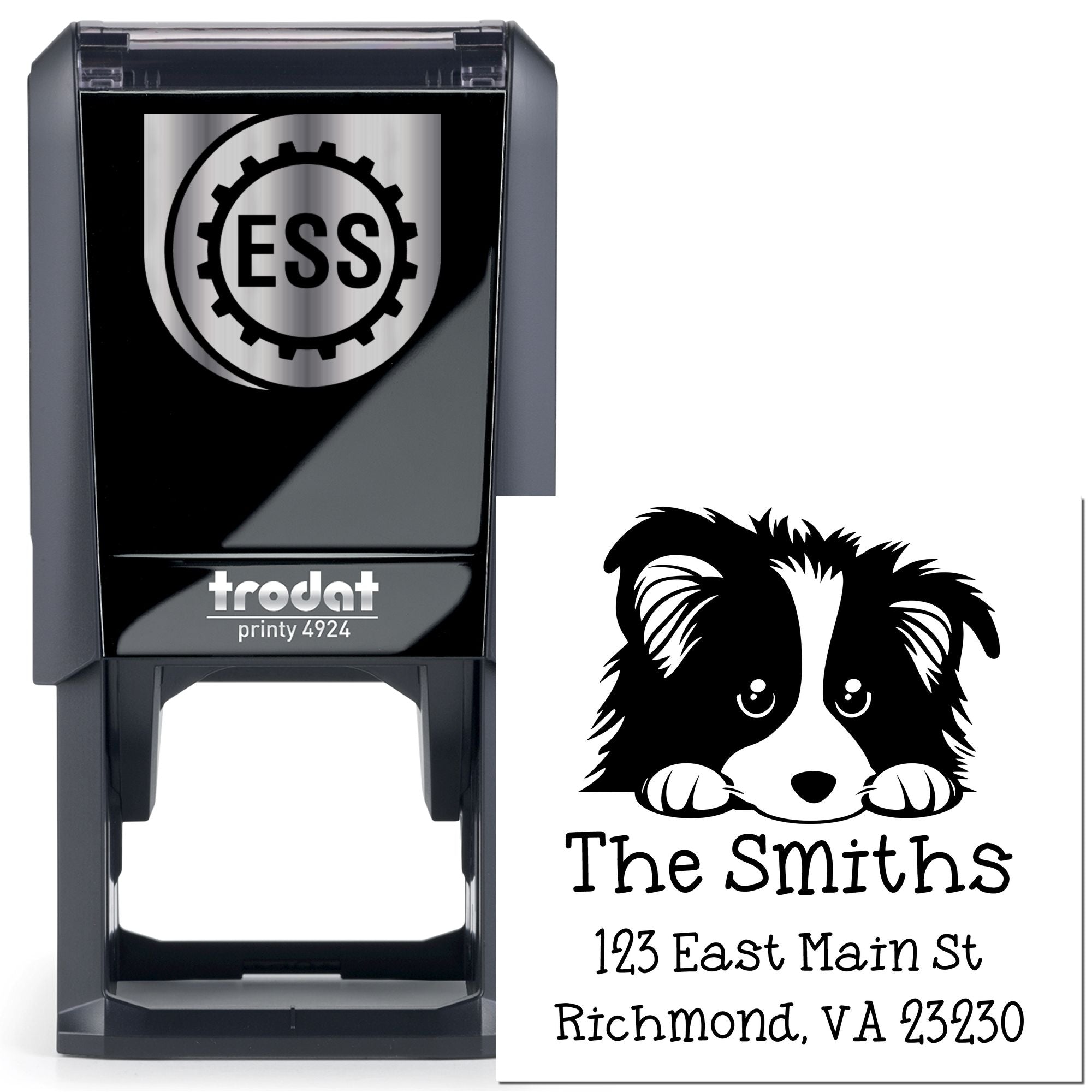 Self-Inking Shetland Sheepdog Peeking Puppy Customized Return Address Stamp