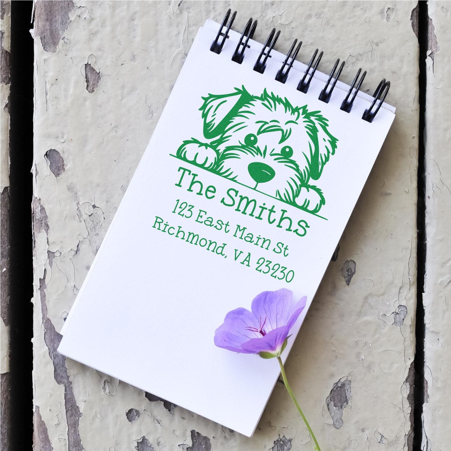 Self-Inking Soft Coated Wheaten Terrier Peeking Puppy Customized Refillable Address Stamp