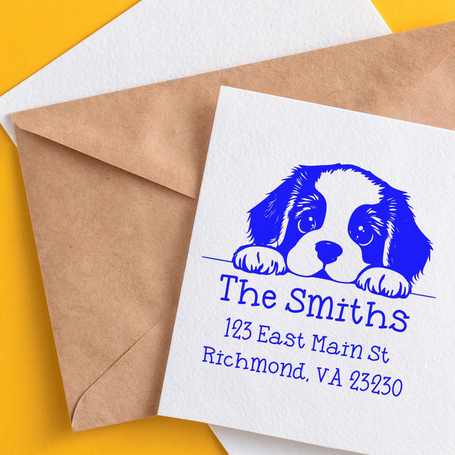 Wood Handle St Bernard Puppy Personalized High-Quality Address Stamp