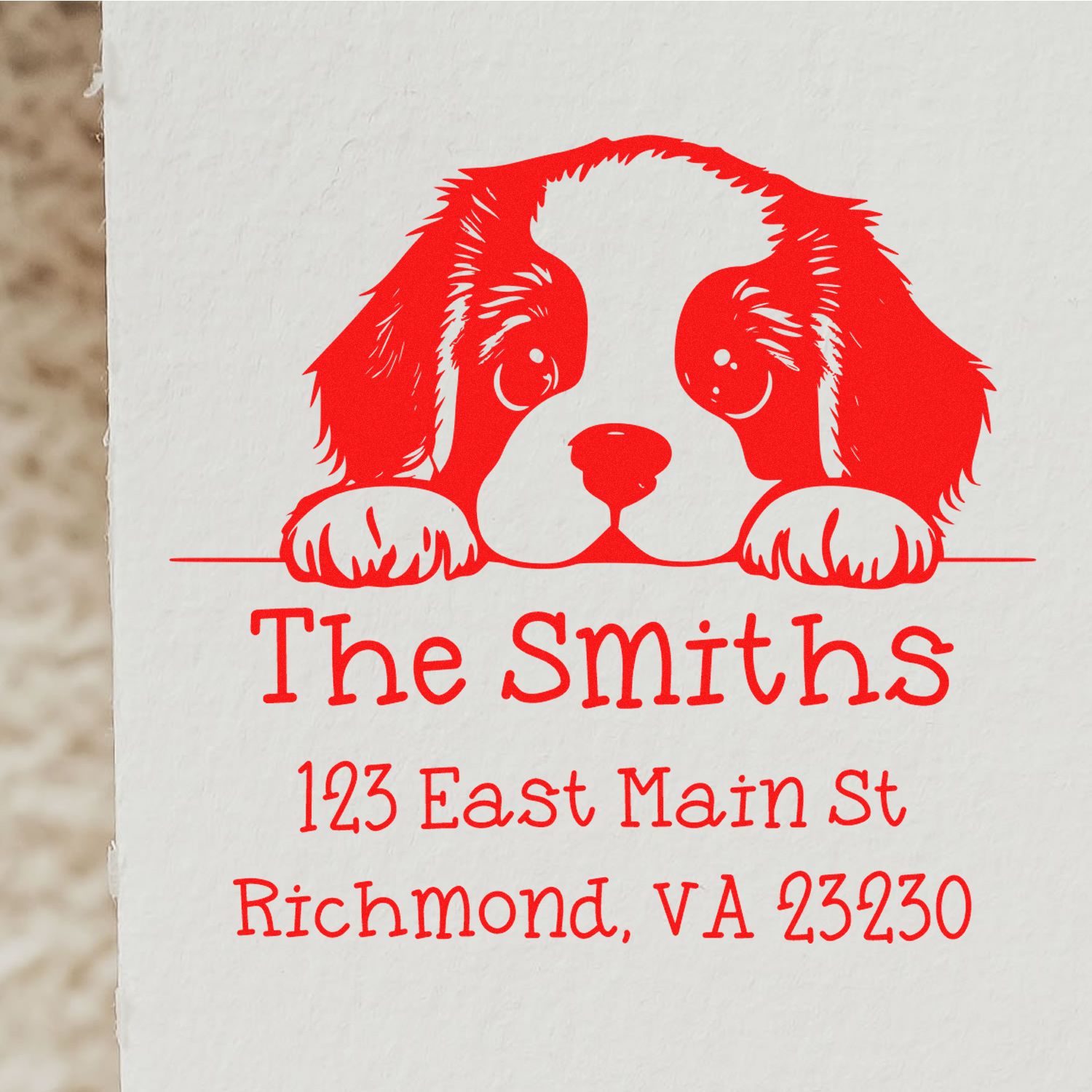 Wood Handle St Bernard Puppy Personalized High-Quality Address Stamp