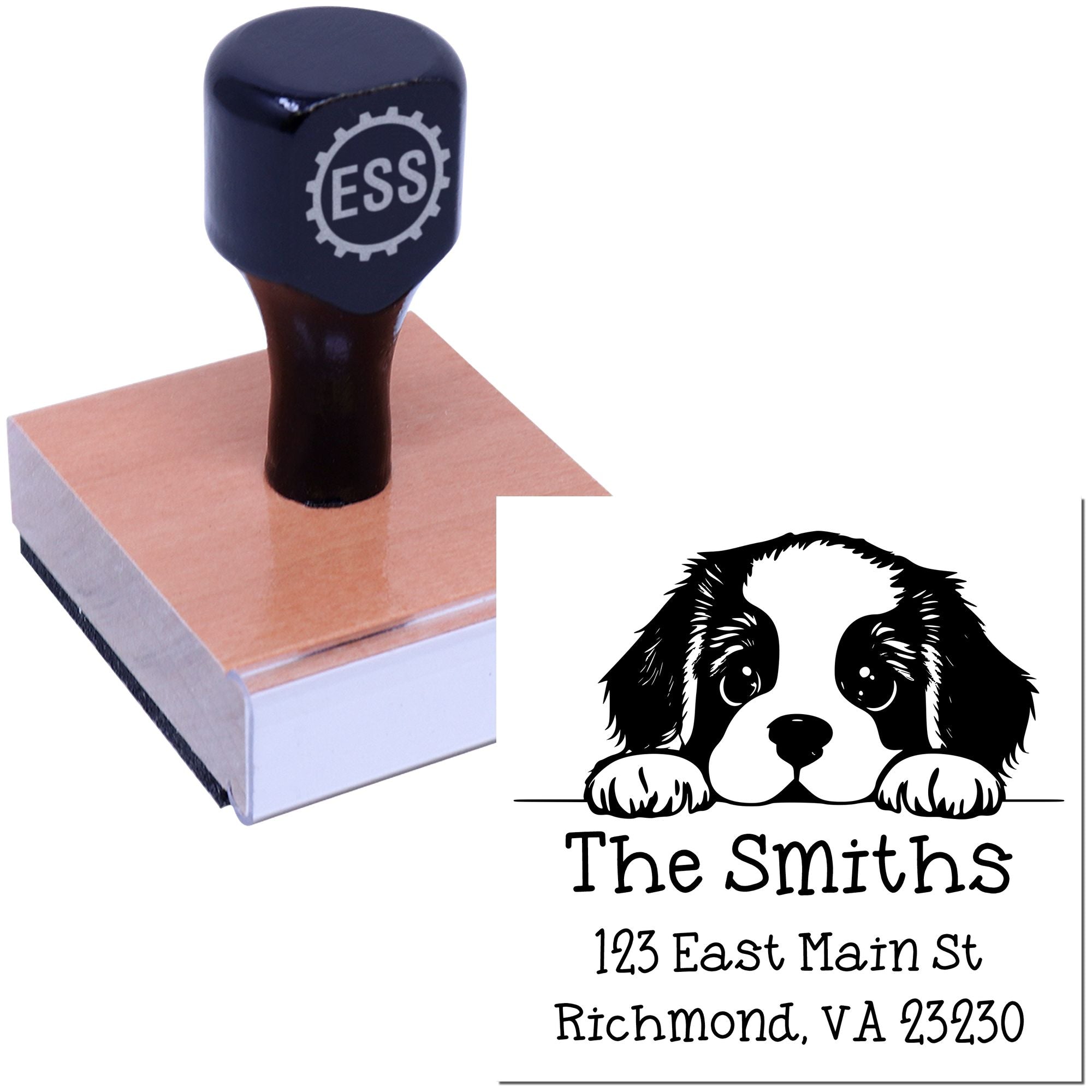 Wood Handle St Bernard Puppy Personalized High-Quality Address Stamp