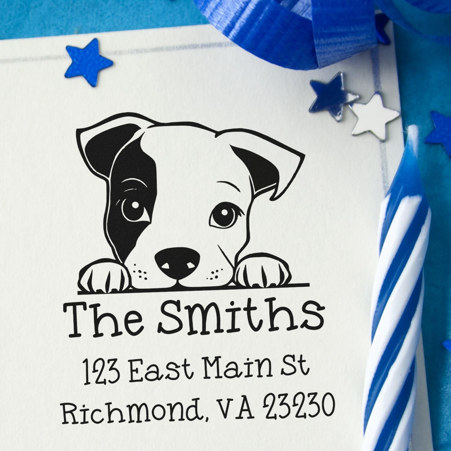 Wood Handle Staffordshire Bull Terrier Puppy Personalized Mail Stamp