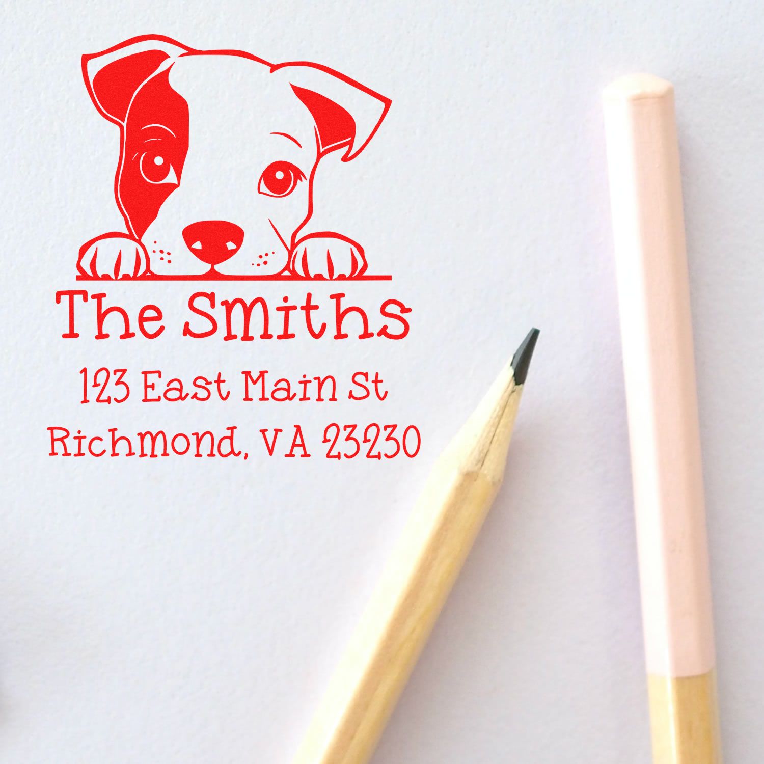 Wood Handle Staffordshire Bull Terrier Puppy Personalized Mail Stamp