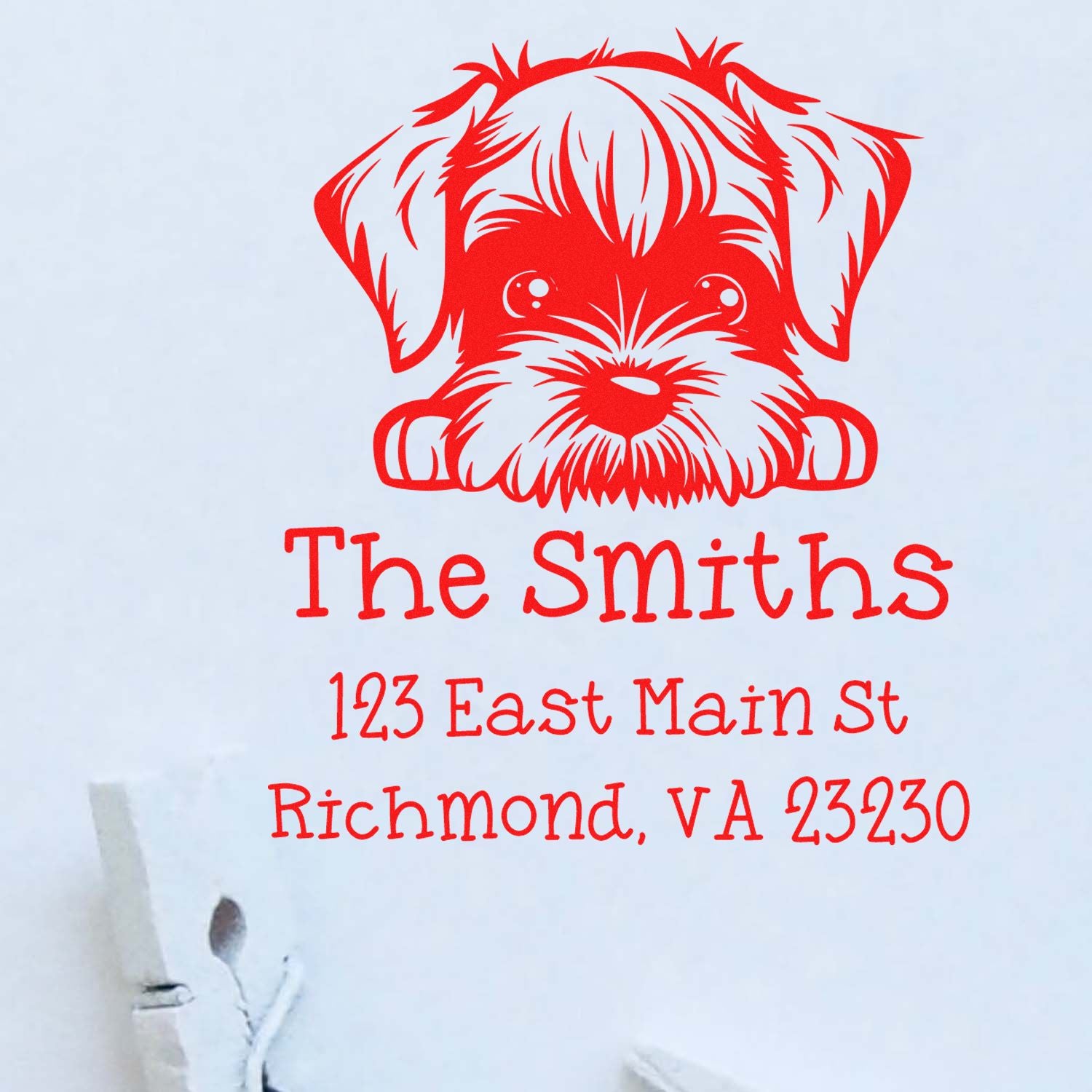 Wood Handle Standard Schnauzer Puppy Personalized Mailing Stamp