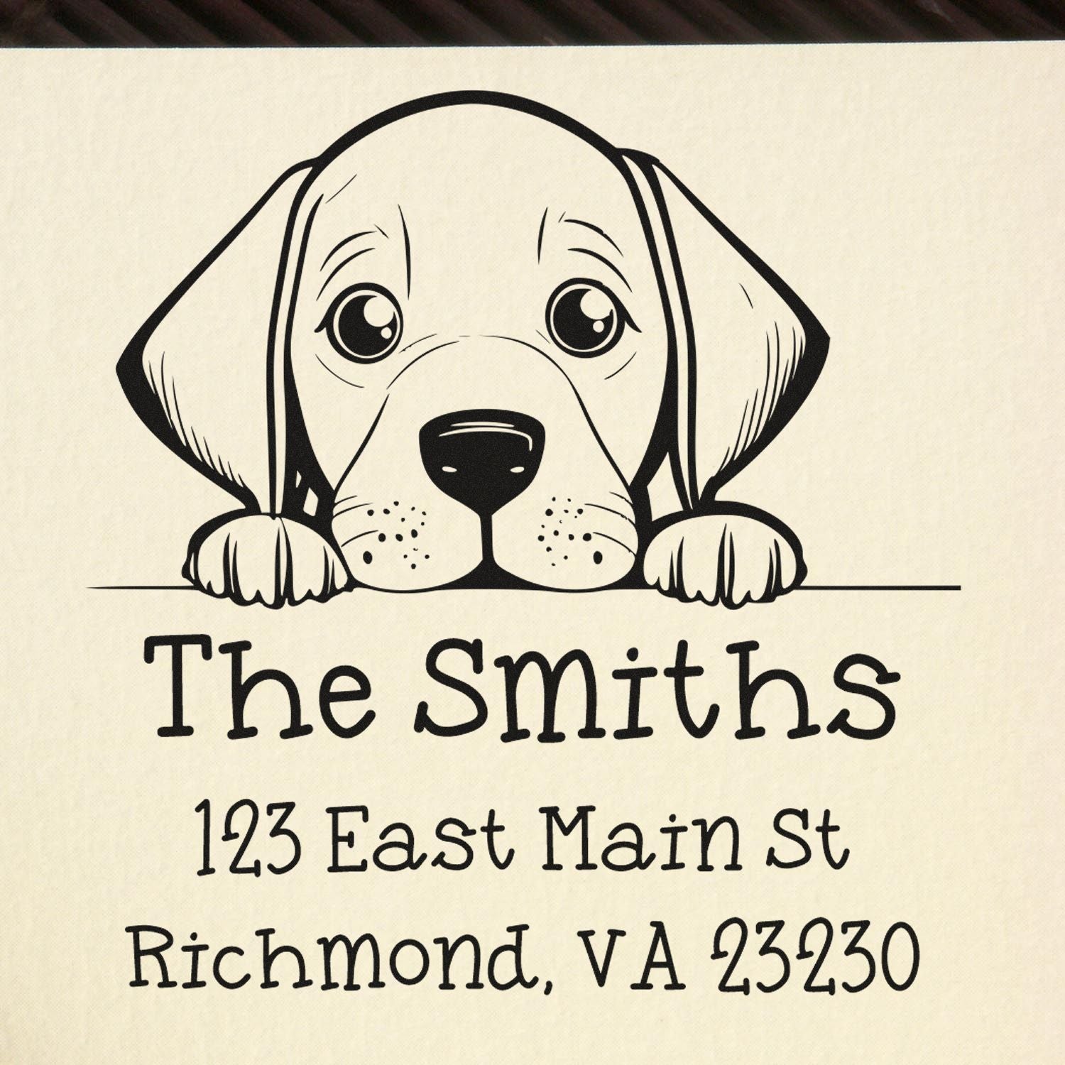 Wood Handle Vizsla Puppy Personalized House Address Stamp