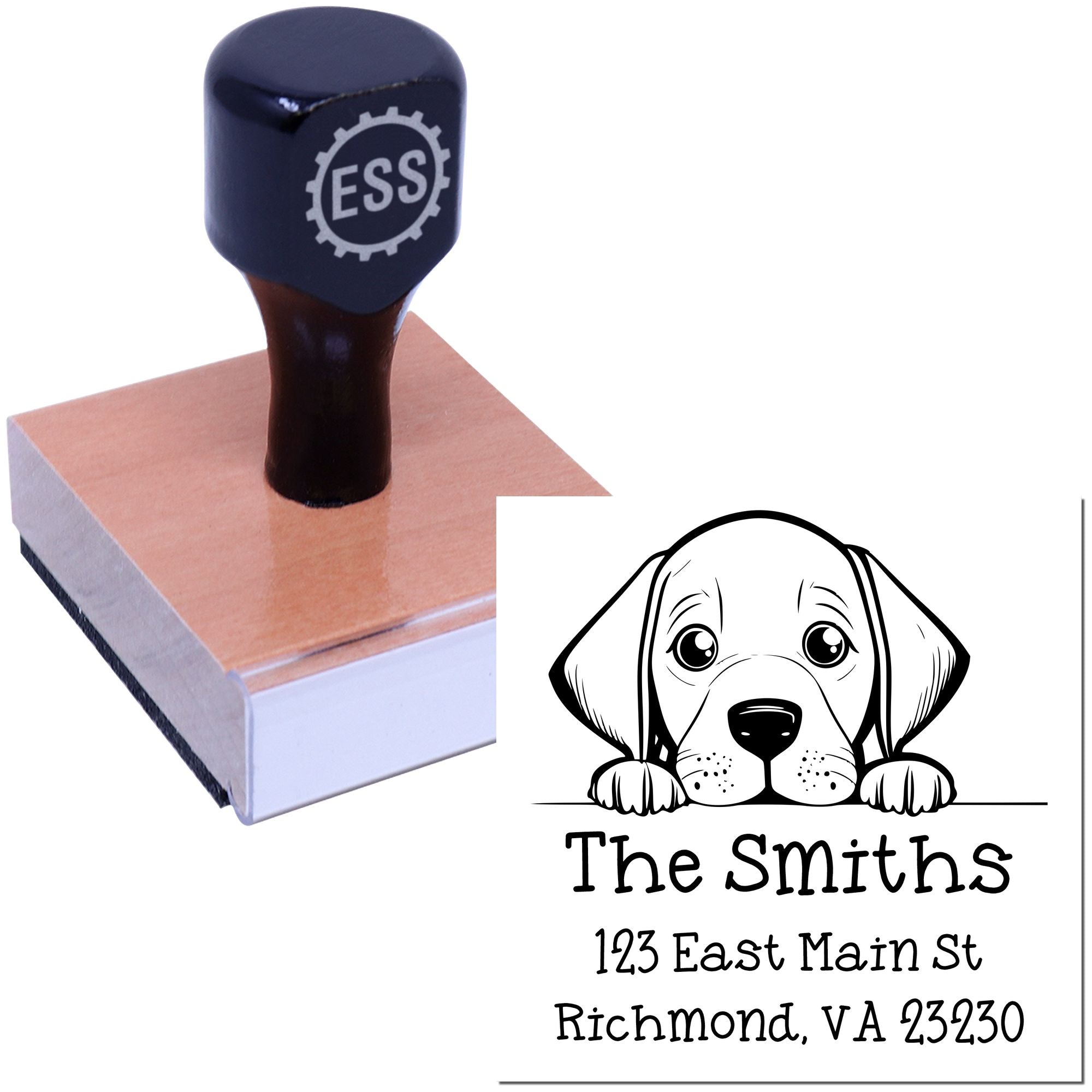 Wood Handle Vizsla Puppy Personalized House Address Stamp