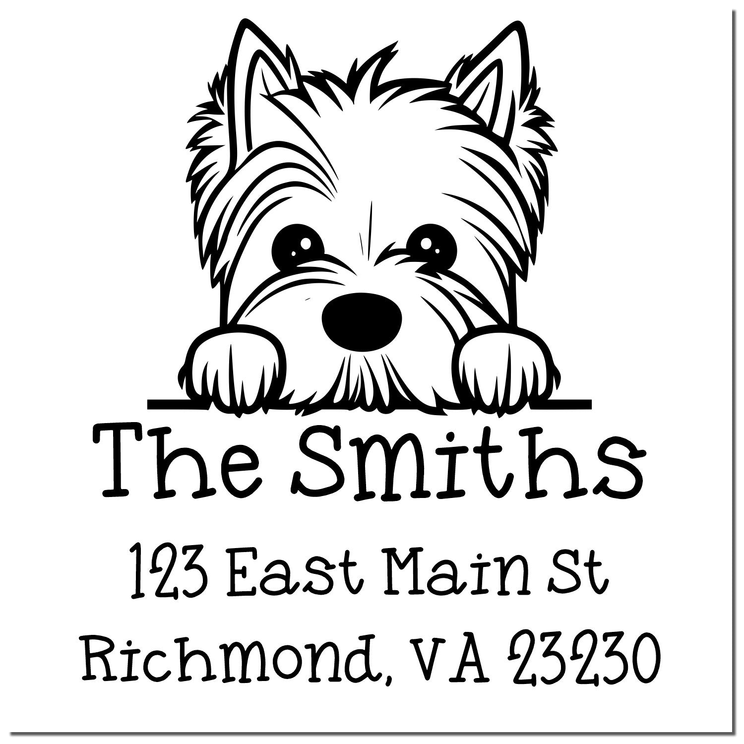 Wood Handle West Highland White Terrier Puppy Personalized Mailing Address Stamp