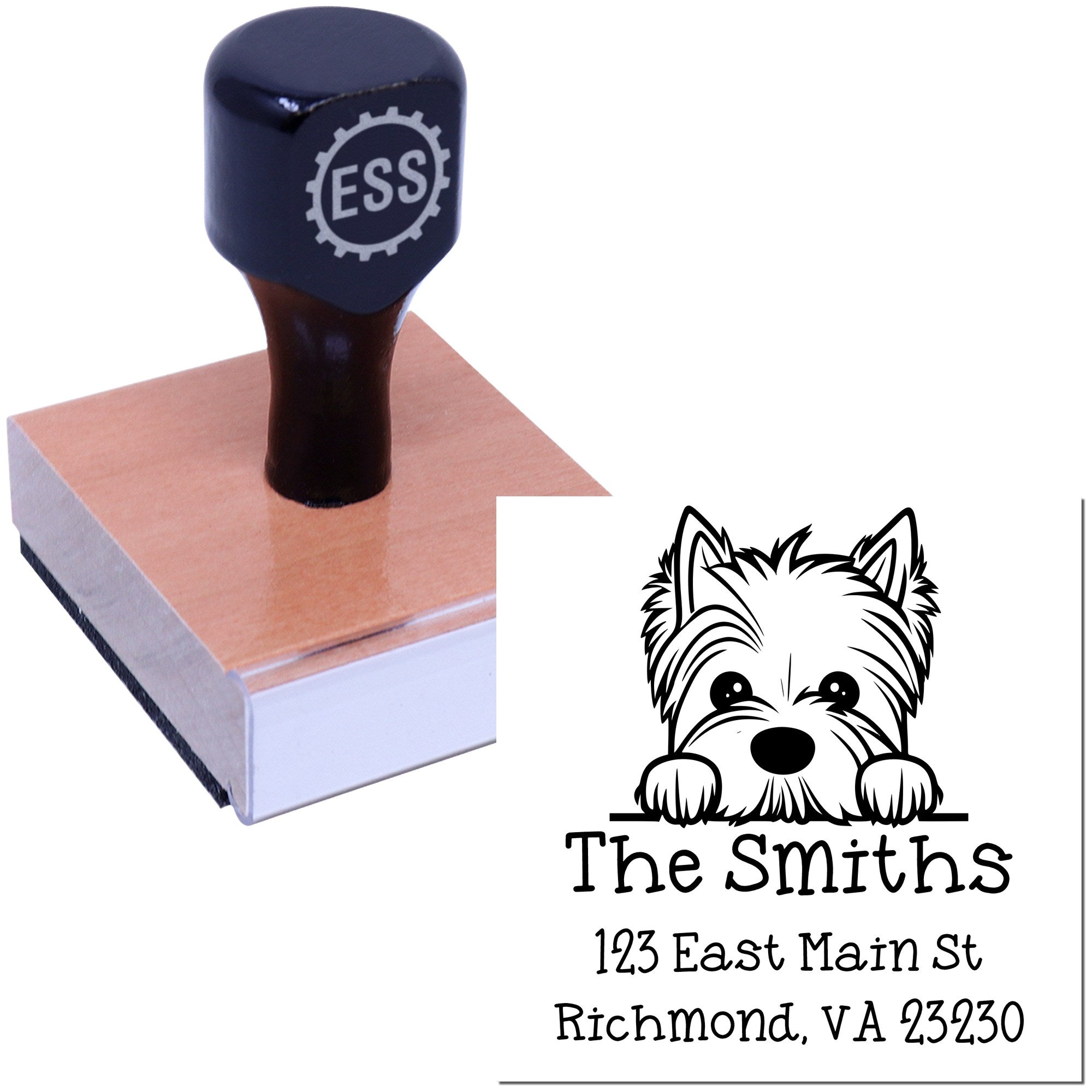 Wood Handle West Highland White Terrier Puppy Personalized Mailing Address Stamp